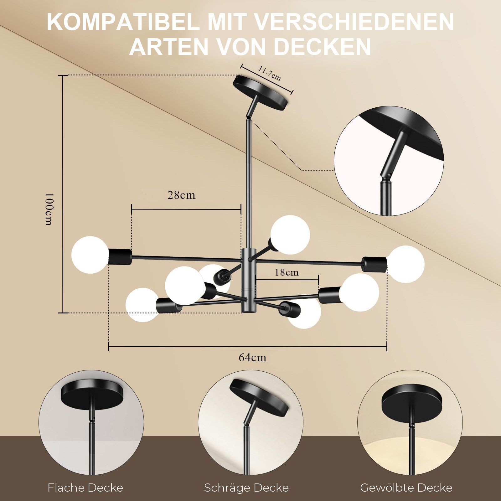 MUPOO LED Kronleuchter Pendelleuchte Modern 4/6/8 Flammig Deckenlampe Wohnz günstig online kaufen