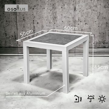 osoltus Gartenpflege-Set osoltus Palma Beistelltisch Alu/ Glasplatte Gartentisch 50x50x45cm