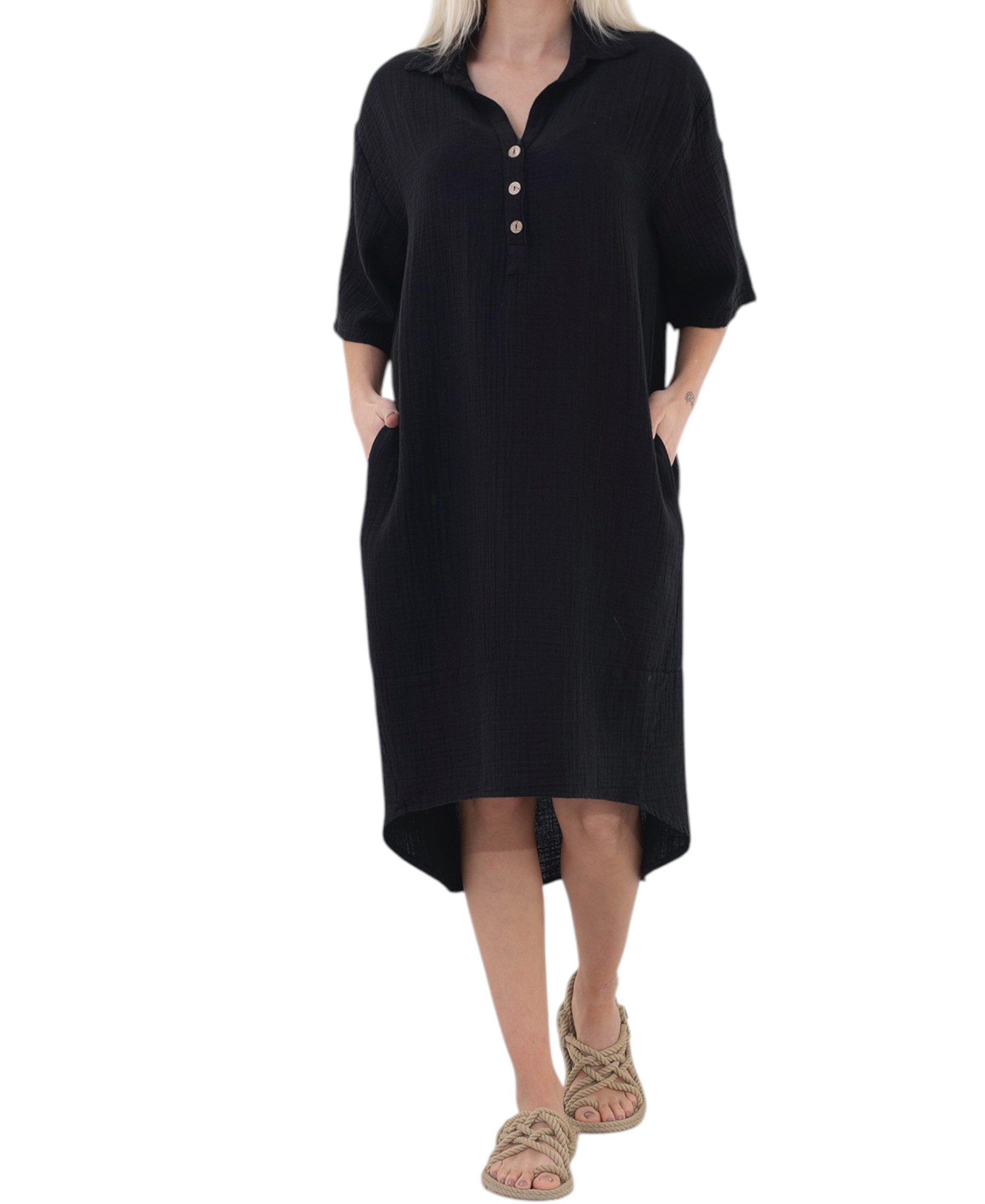 WENOR Blusenkleid Musselin, Rückenausschnitt, 100 % Baumwolle, günstig online kaufen