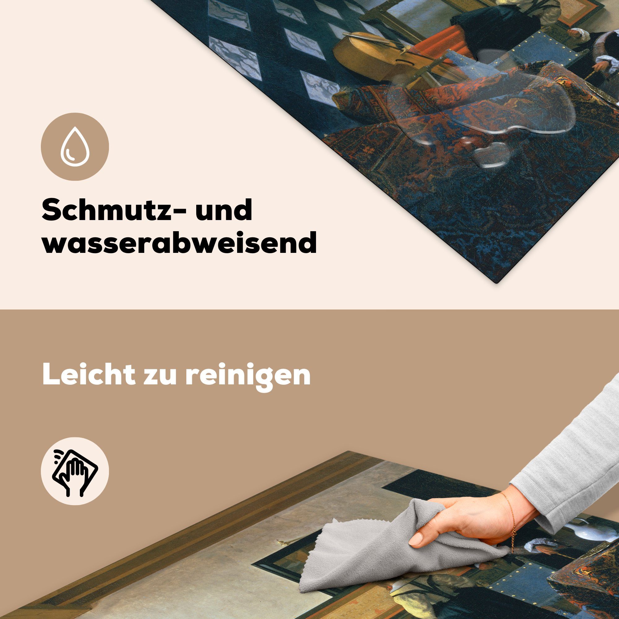 MuchoWow Herdblende-/Abdeckplatte für Arbeitsplatte Vinyl, Die Musikstunde 78x78 Vermeer, Ceranfeldabdeckung, - cm, tlg), (1 Johannes küche
