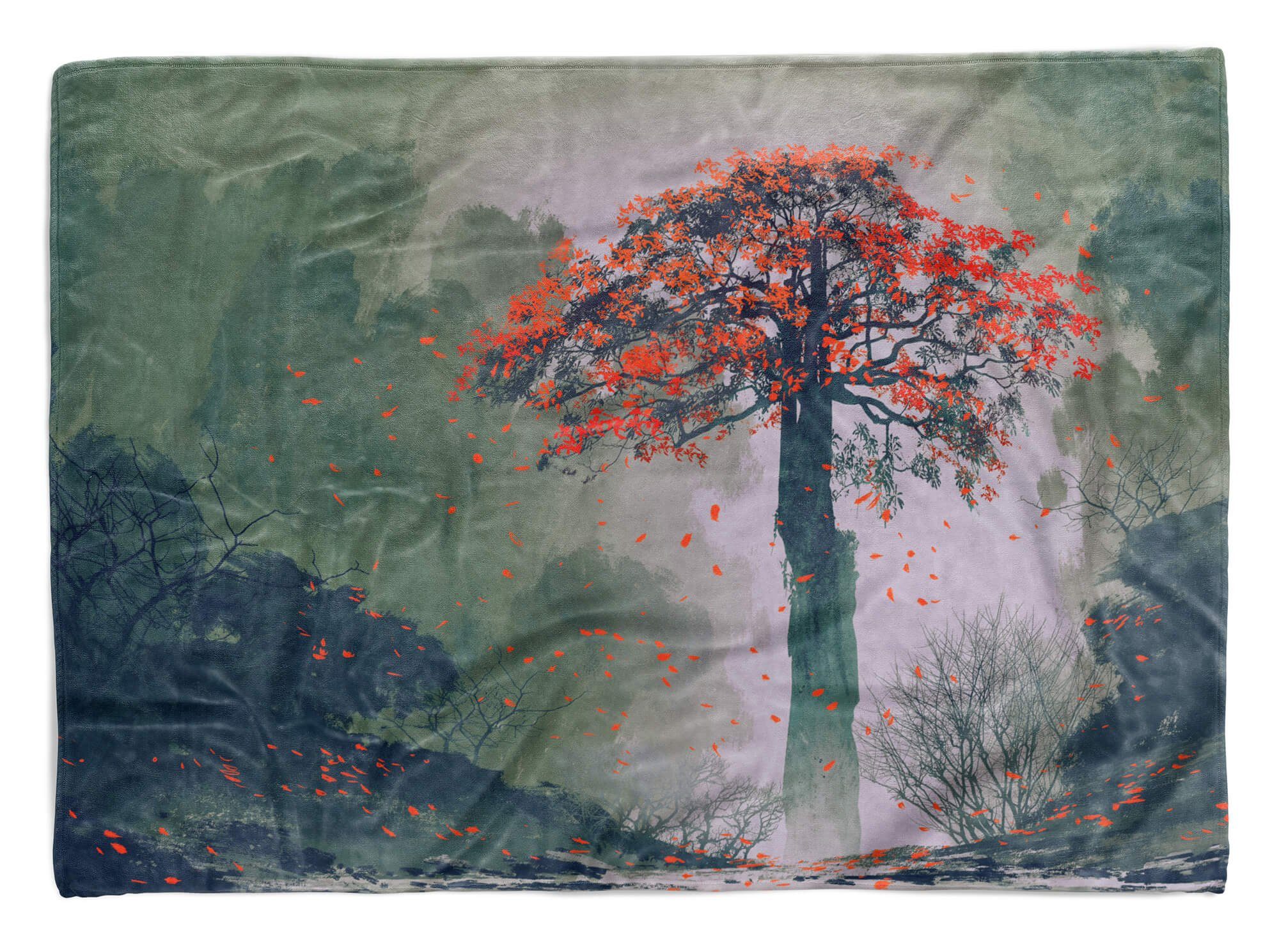 mit Saunatuch Baumwolle-Polyester-Mix Strandhandtuch Kuscheldecke Handtücher Handtuch Sinus Baum, Fotomotiv Handtuch (1-St), Fantasievoll Art