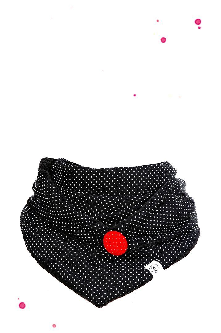 Wishproject® Halstuch Schwarz mit Weißen Punkten, Loopschal, Rundschal, Hergestellt in Deutschland, Hochwertige Materialien