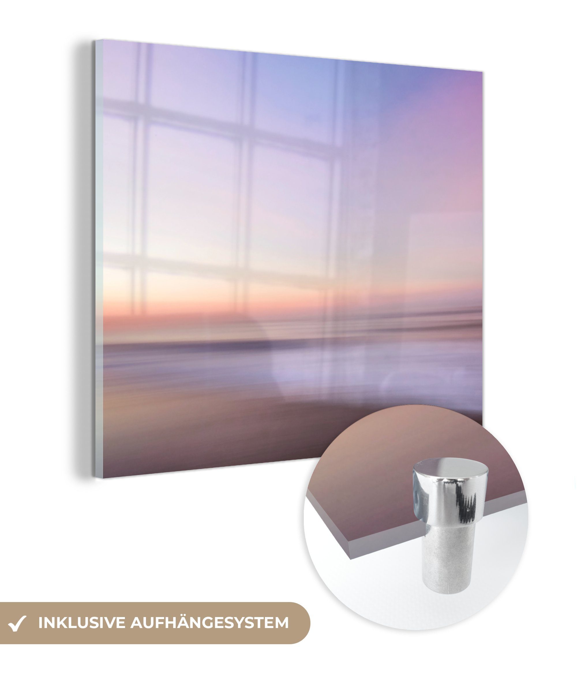 MuchoWow Acrylglasbild Strand - Farben - Pastell, (1 St), Glasbilder - Bilder auf Glas Wandbild - Foto auf Glas - Wanddekoration bunt