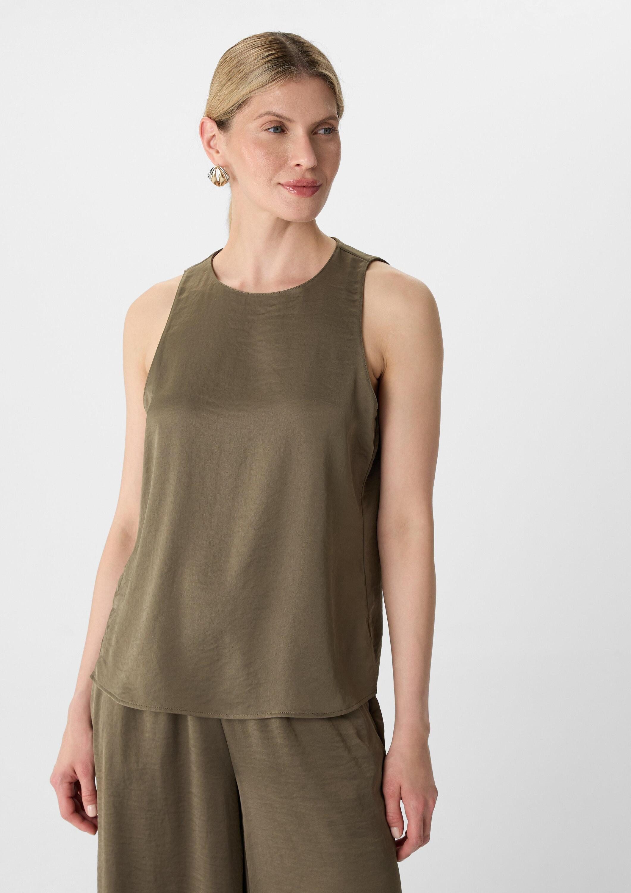 comma Blusentop Bluse Blusentop mit Struktur und geschlitztem Saum