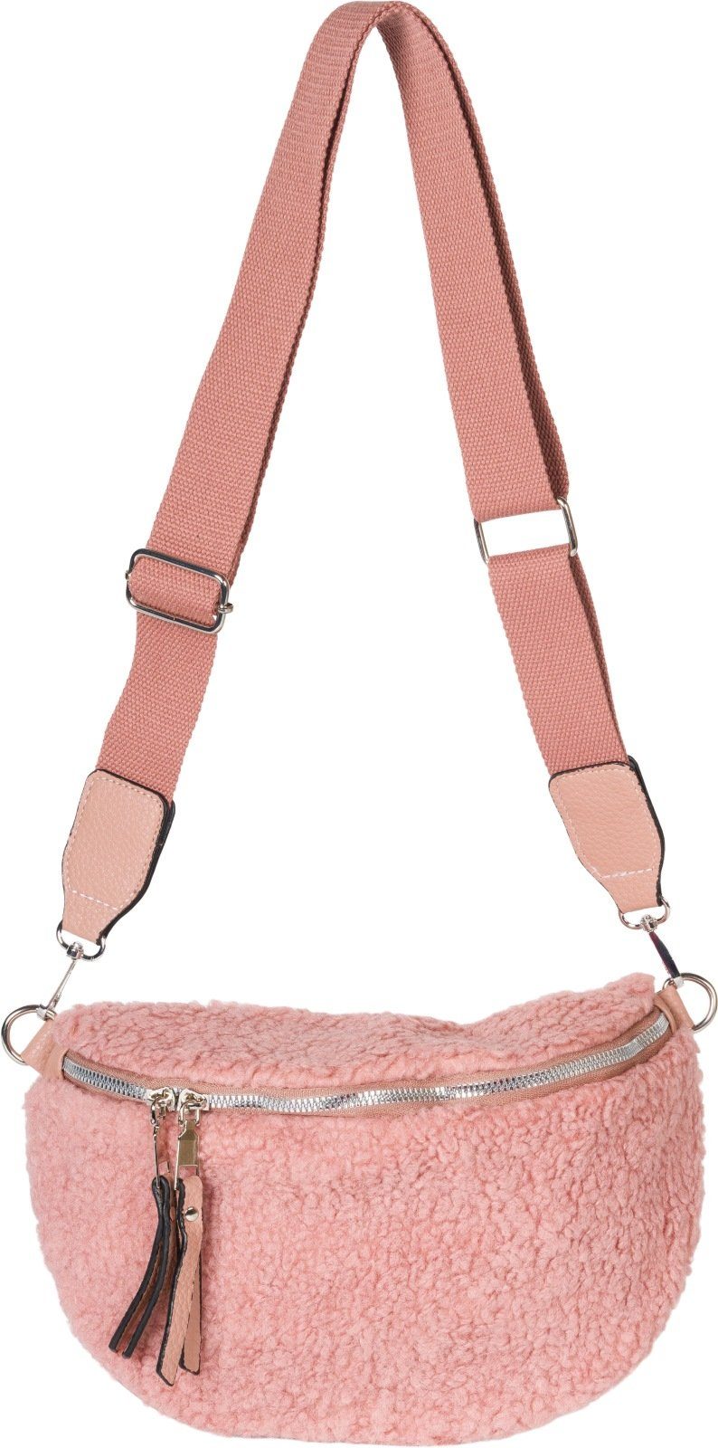 styleBREAKER Umhängetasche Teddyfell Halbmond Crossbody Bag günstig online kaufen