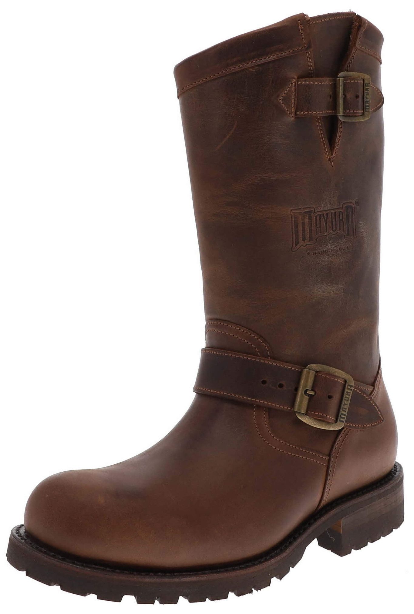 Mayura Boots MB018 Braun Bikerboots Unisex Rahmengenäht Bikerstiefelette – Bild 5 von 5