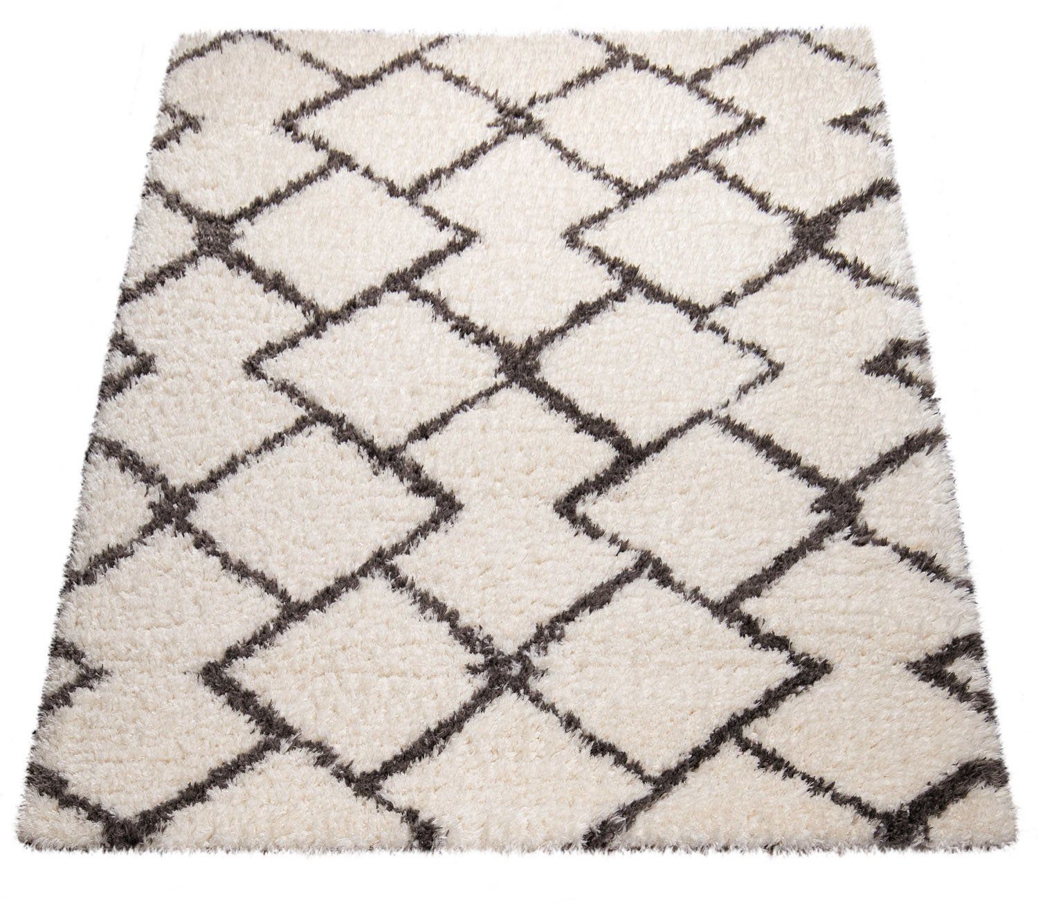 Hochflor-Teppich Maghreb 76, Paco Home, rechteckig, Höhe: 44 mm, modernes  Gitter Design, weich und flauschig | Kurzflor-Teppiche