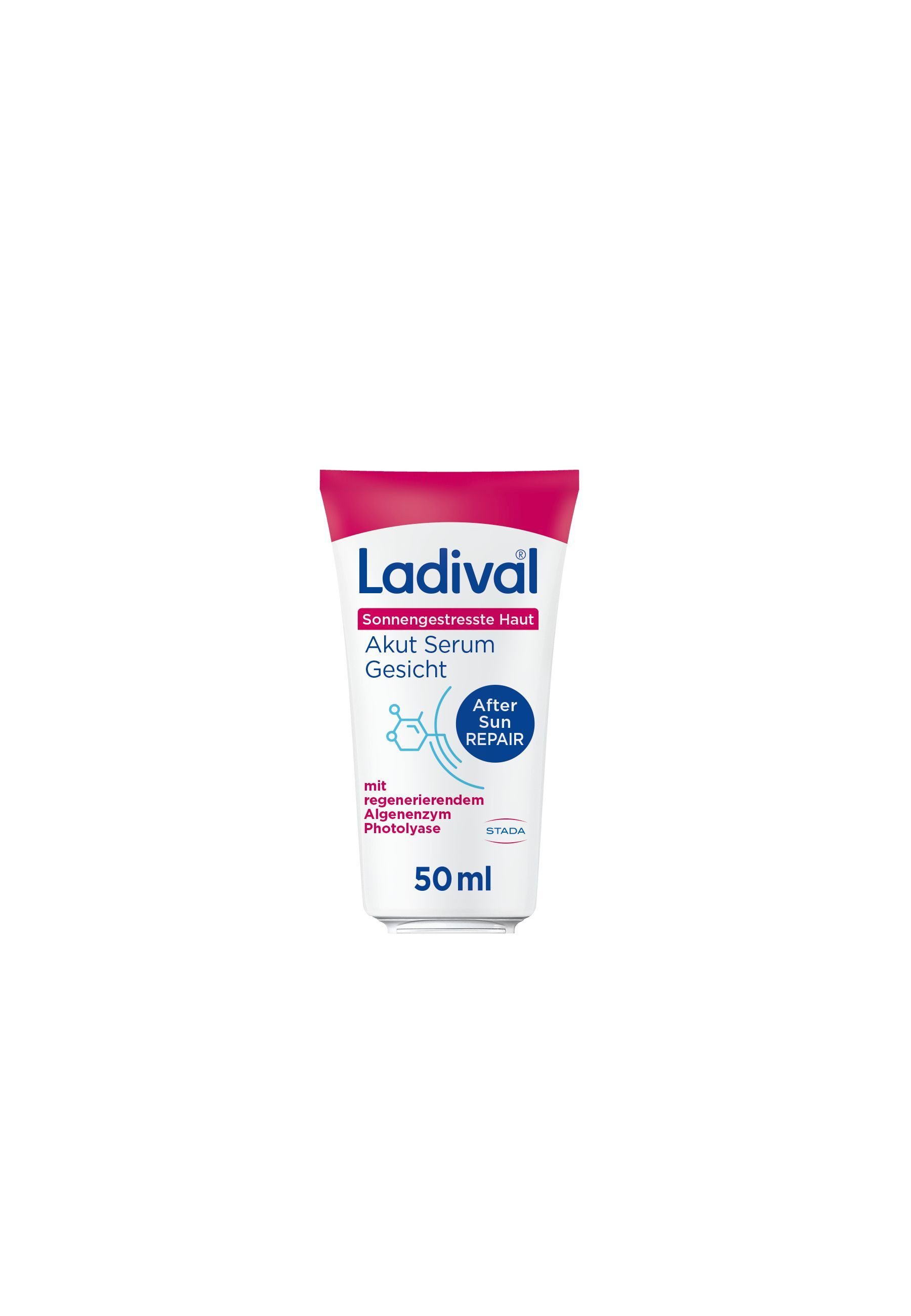 Ladival After Sun Sonnengestresste Haut Akut Serum für das Gesicht, regeneriert mit Photolyase, spendet Feuchtigkeit & kühlt