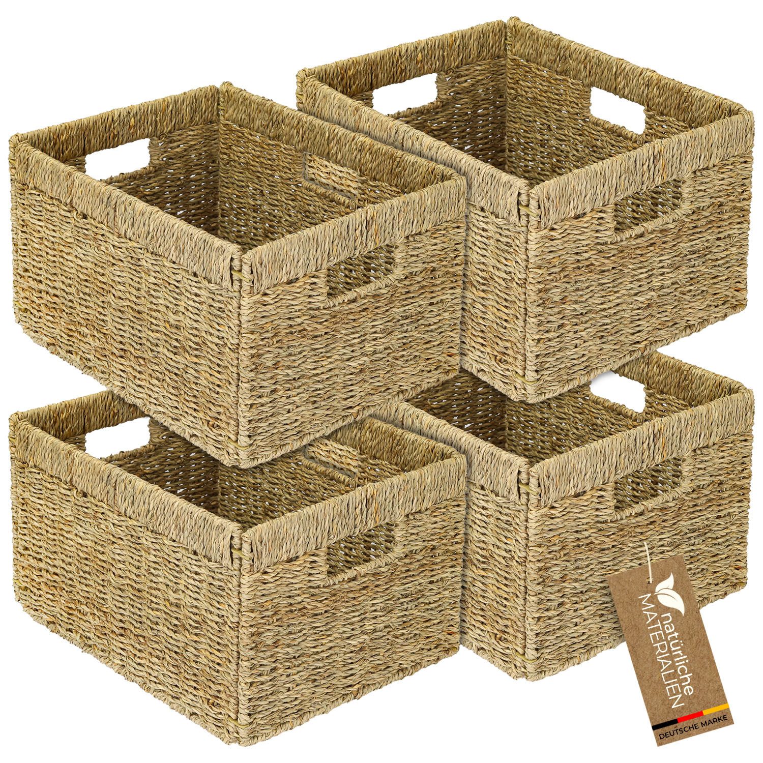 HMF Regalkorb Aufbewahrungskorb, Korb geflochten aus Seegras, passend für Billy, 35 x 25 x 20 cm