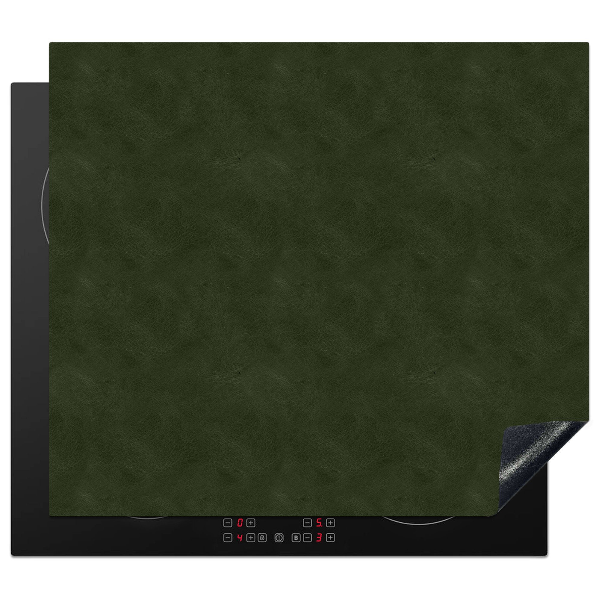 MuchoWow Herdblende-/Abdeckplatte Leder - Grün - Tiere, Vinyl, (1 tlg), 59x51 cm, Induktionsschutz, Induktionskochfeld, Ceranfeldabdeckung