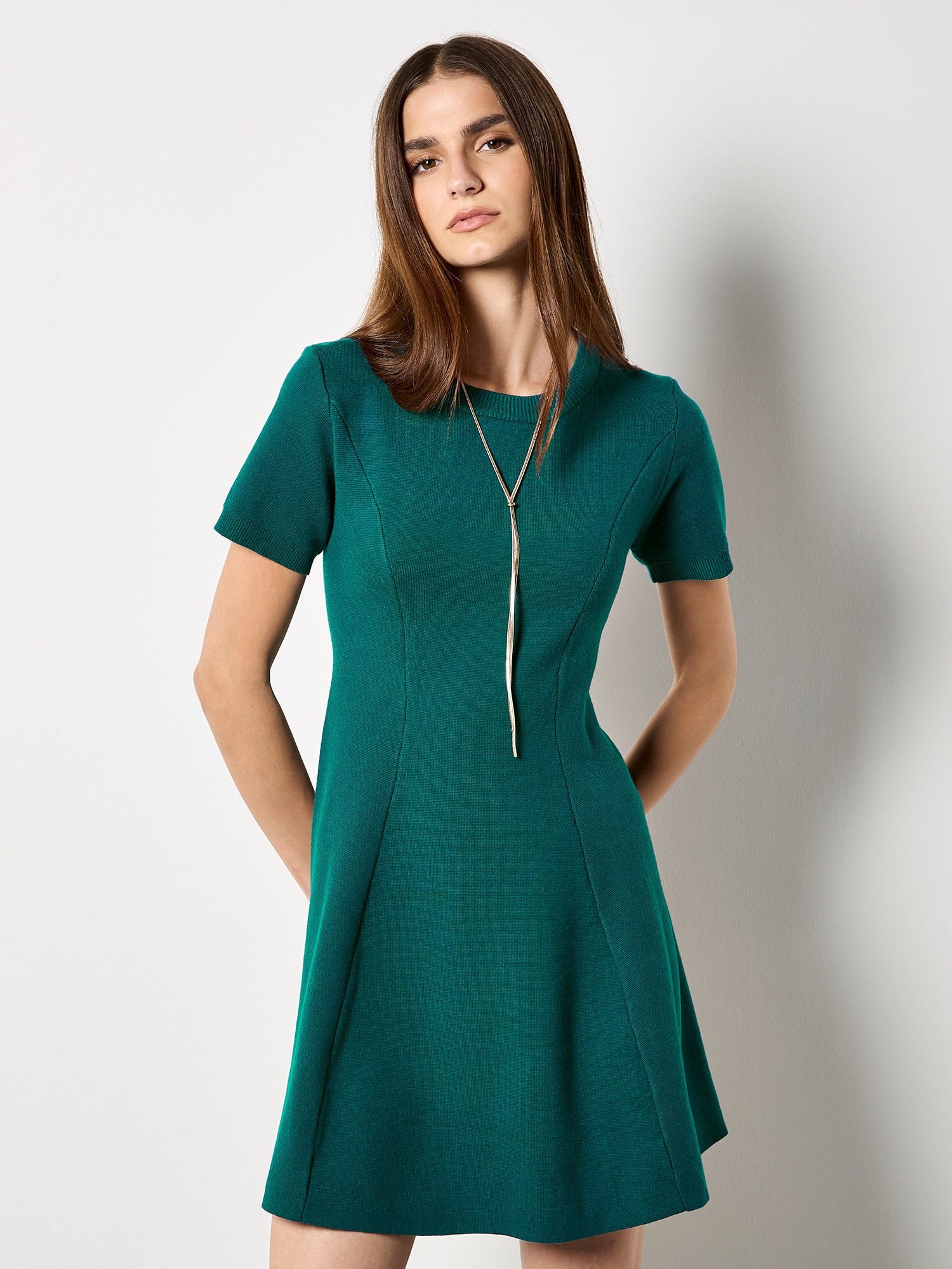 Apricot Strickkleid Minikleid im Skaterstyle