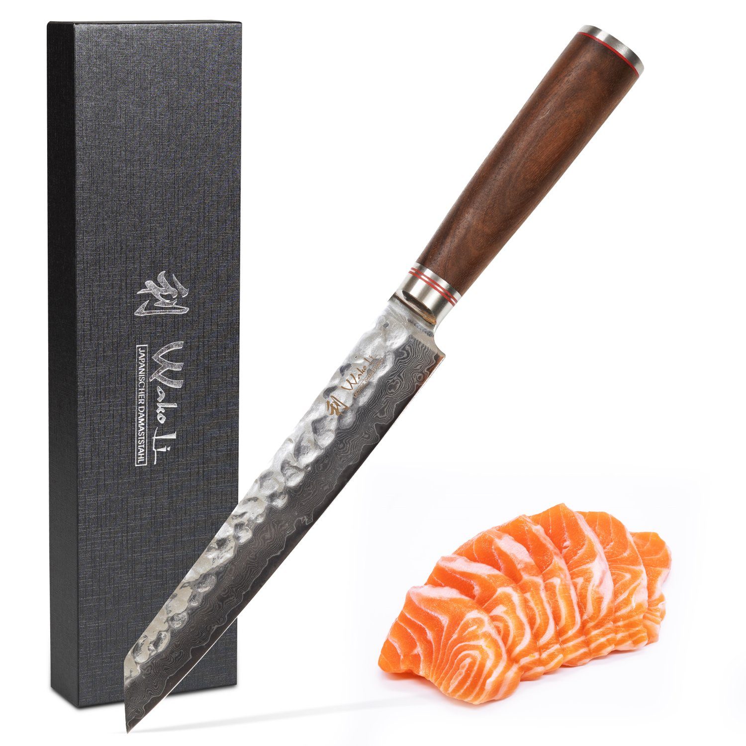 Wakoli Fleischmesser Wakoli Nussbaum Damast Fleischmesser Kiritsuke I 20 cm Klinge I Nussba