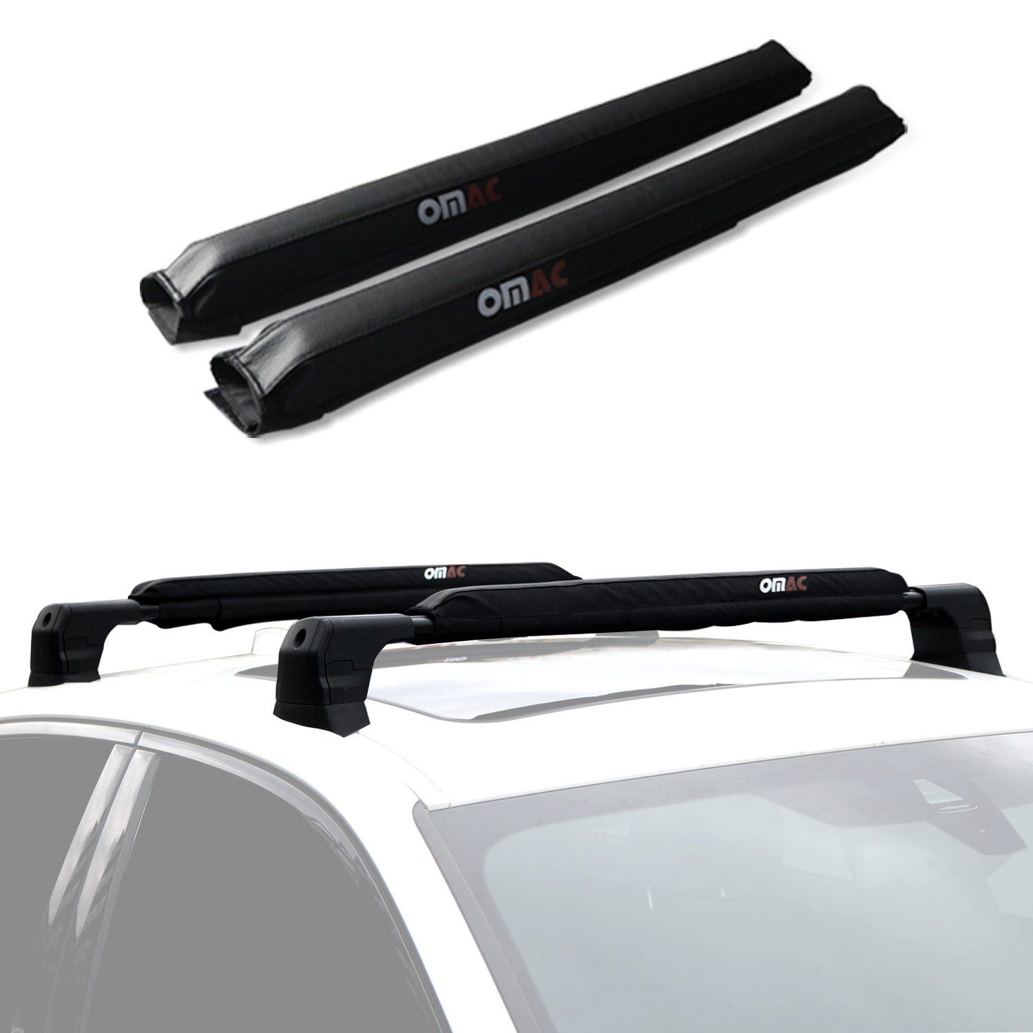 OMAC Dachträgerbefestigung Surfbretträger Windsurf Pad Dachträger Kanu Kajak 70cm 2x SET, Abnehmbar, Weich, Einfache Installation