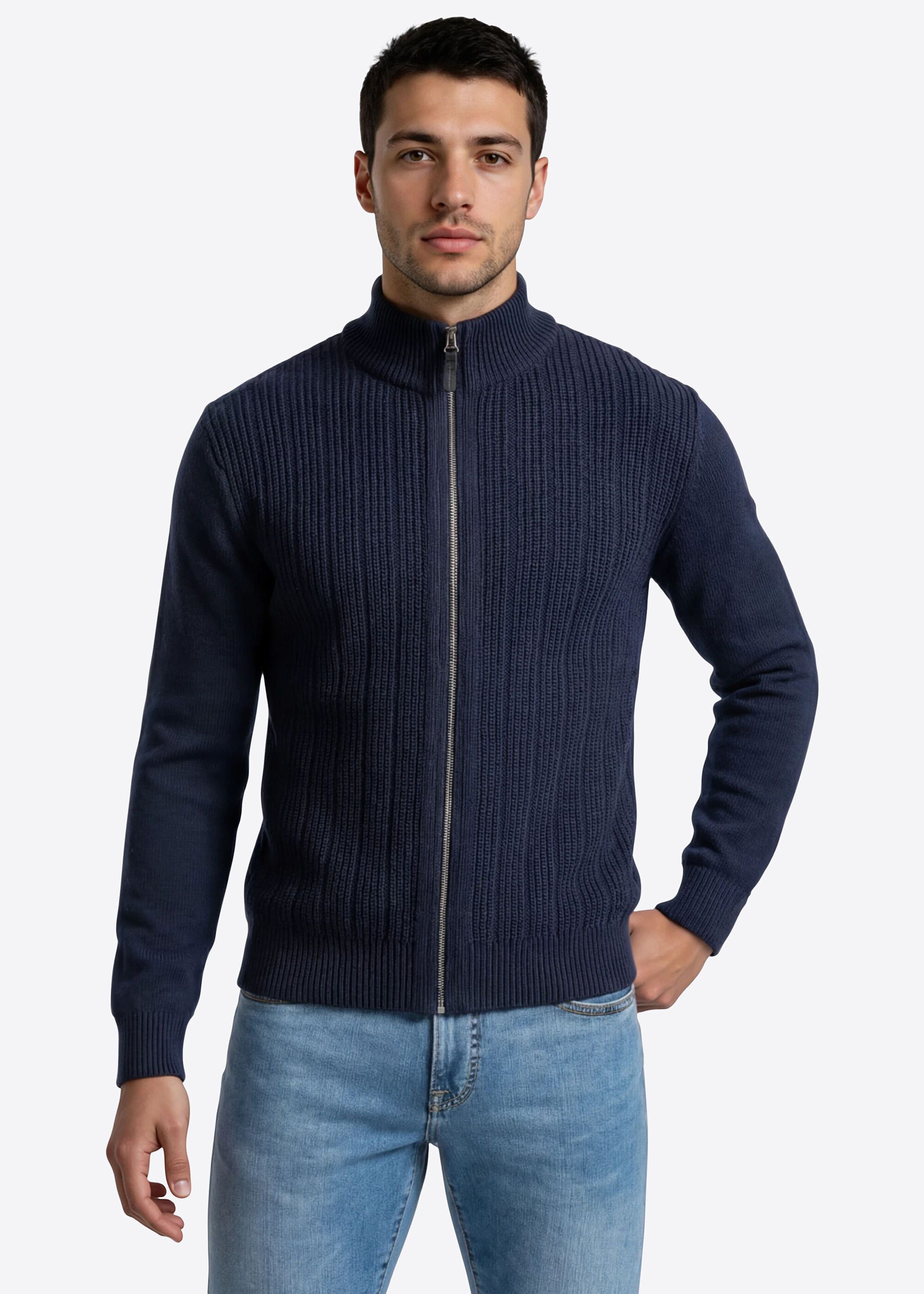 Pierre Cardin Strickjacke mit Stehkragen