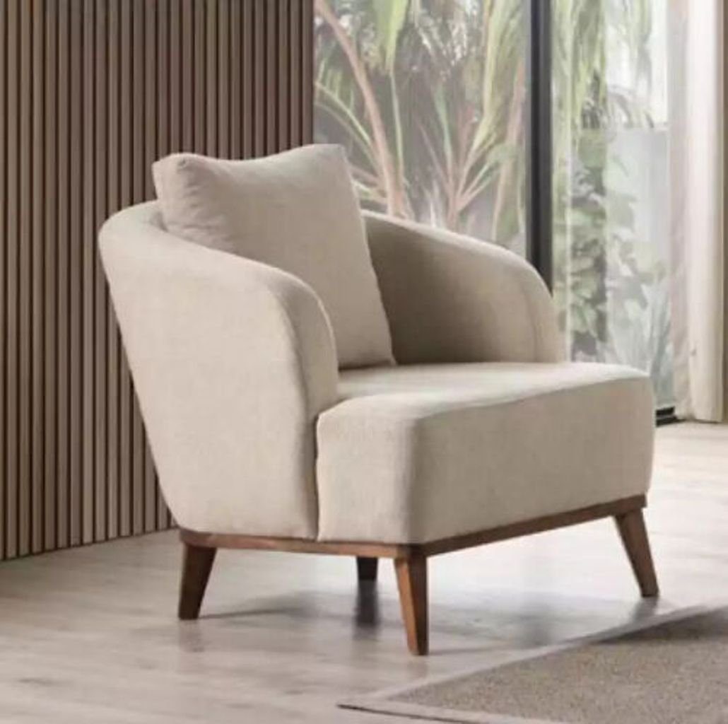 JVmoebel Sessel Sessel Relax Stoff Club Polster Design Couch Beige Sitzer  Luxus (1-St., 1x nur Sessel), Made in Italy