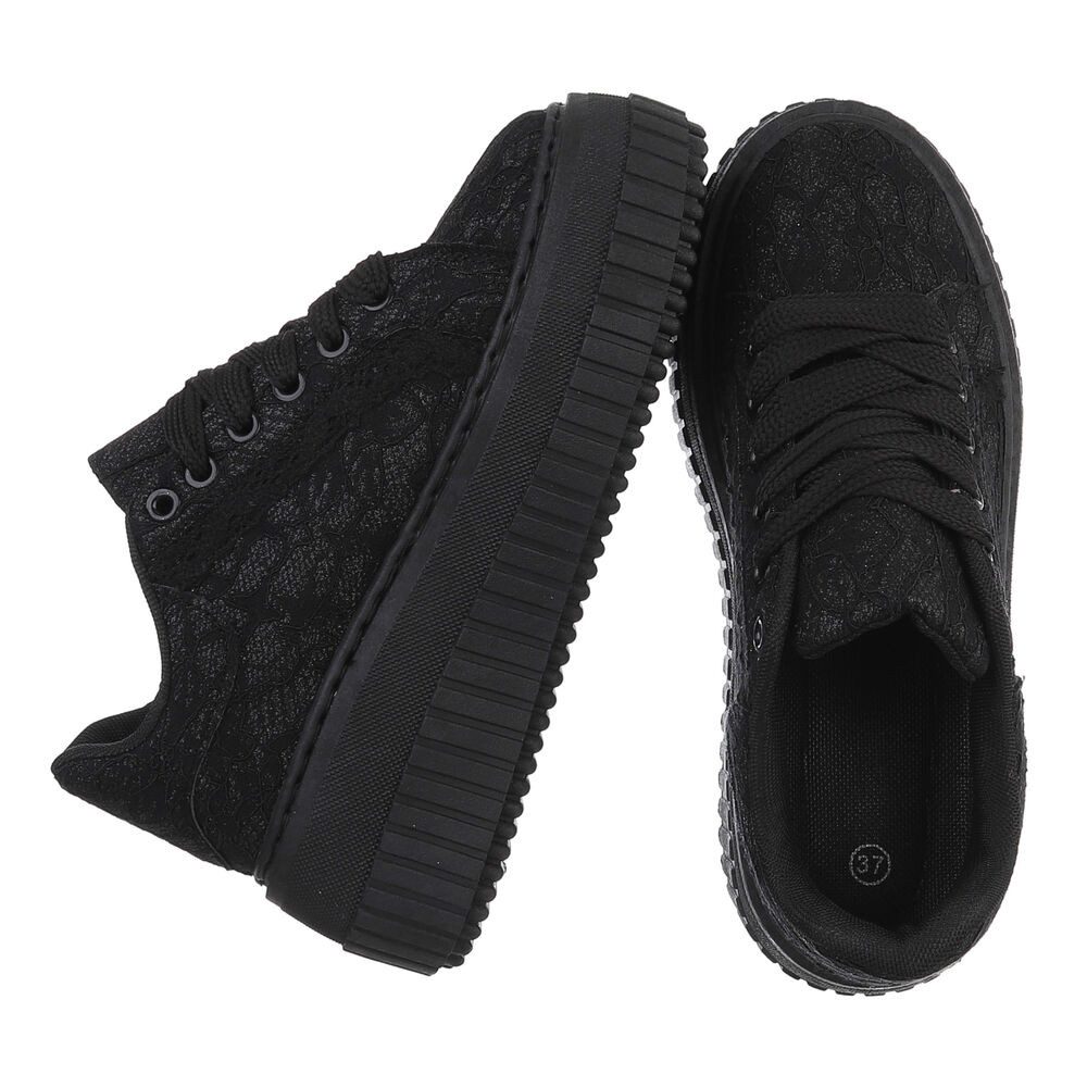 Ital-Design Modischer Sneaker mit Plattform und femininen Details Sneaker (91116855) Keilabsatz/Wedge Sneakers Low in Schwarz
