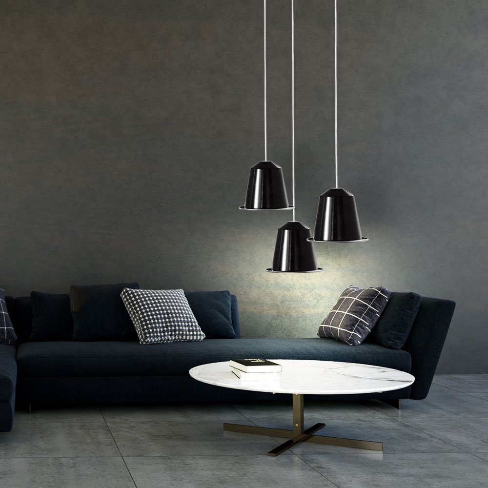Hänge Warmweiß, LED LED etc-shop 3er schwarz Pendelleuchte, Wohnraum Leuchtmittel Lampe inklusive, Pendel Leuchte Decken Set Flur