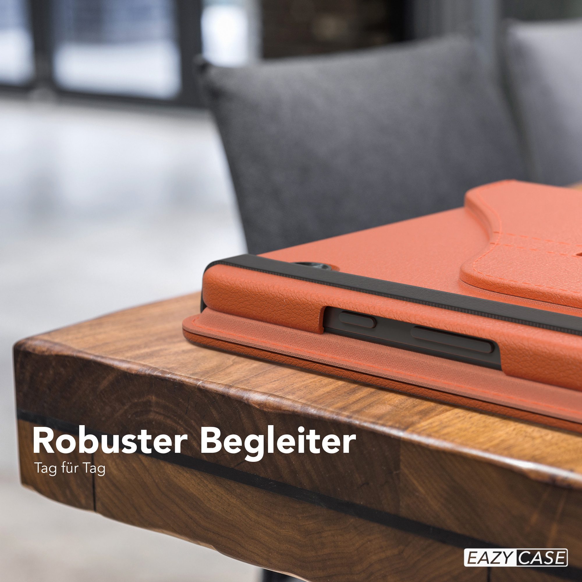 EAZY CASE Tablet-Hülle Rotation Case für Galaxy Tab A9 Rotationcase 8,7 Zoll, Tabletschutz robust magnetisch verstellbar Klappetui mit Deckel Orange
