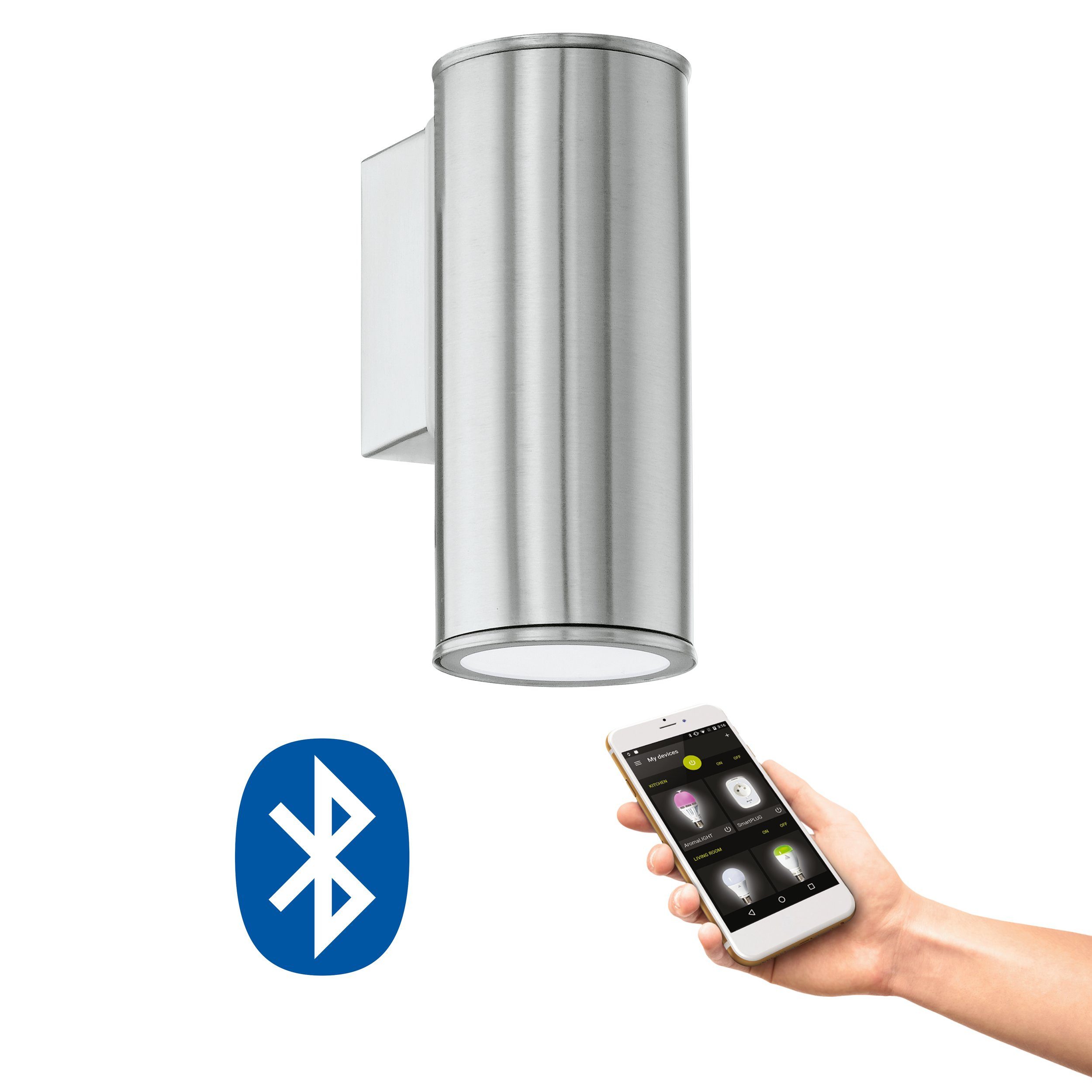 EGLO LED Wandleuchte Riga, Leuchtmittel inklusive, Smart Home Außenleuchte, Wandleuchte, dimmbar, IP44
