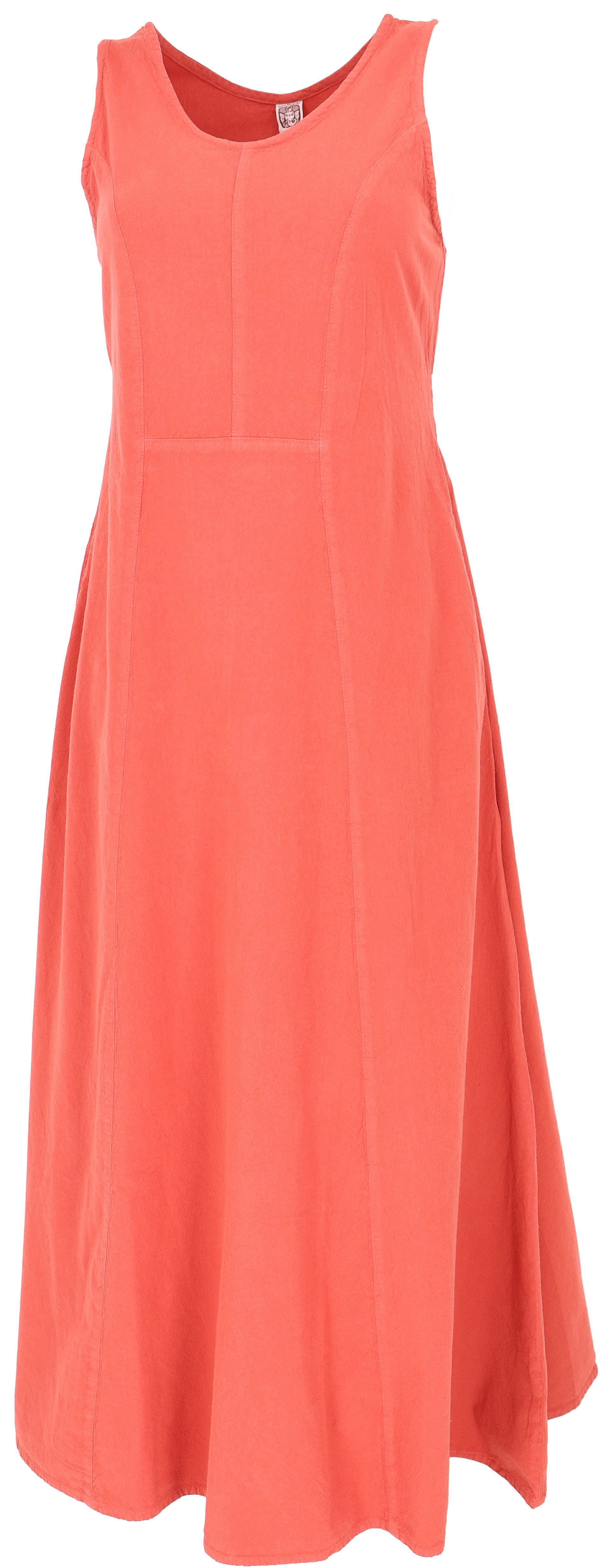 Guru-Shop Midikleid Langes Kleid, Baumwoll-Sommerkleid - koralle günstig online kaufen
