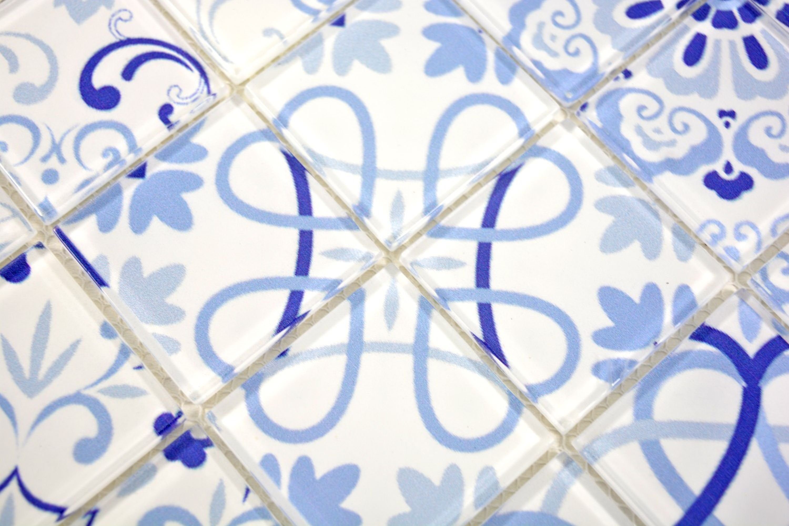 Wandverkleidung Blau Weiß Wandfliese Mosani Küchenwand Fliesen Rero Glasmosaik Dekorative Duschwand,