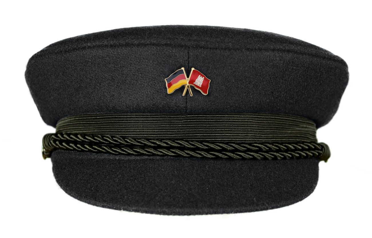 Schiebermütze Elbsegler schwarz mit Pin Deutschland Hamburg