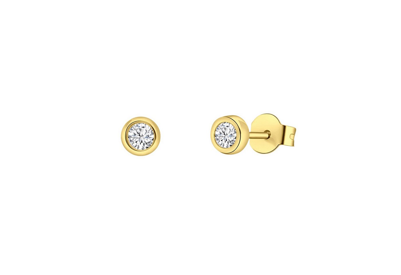 LUCARDI Paar Ohrstecker Ohrring - 925 Silber - Gold - Zirkonia - Damen