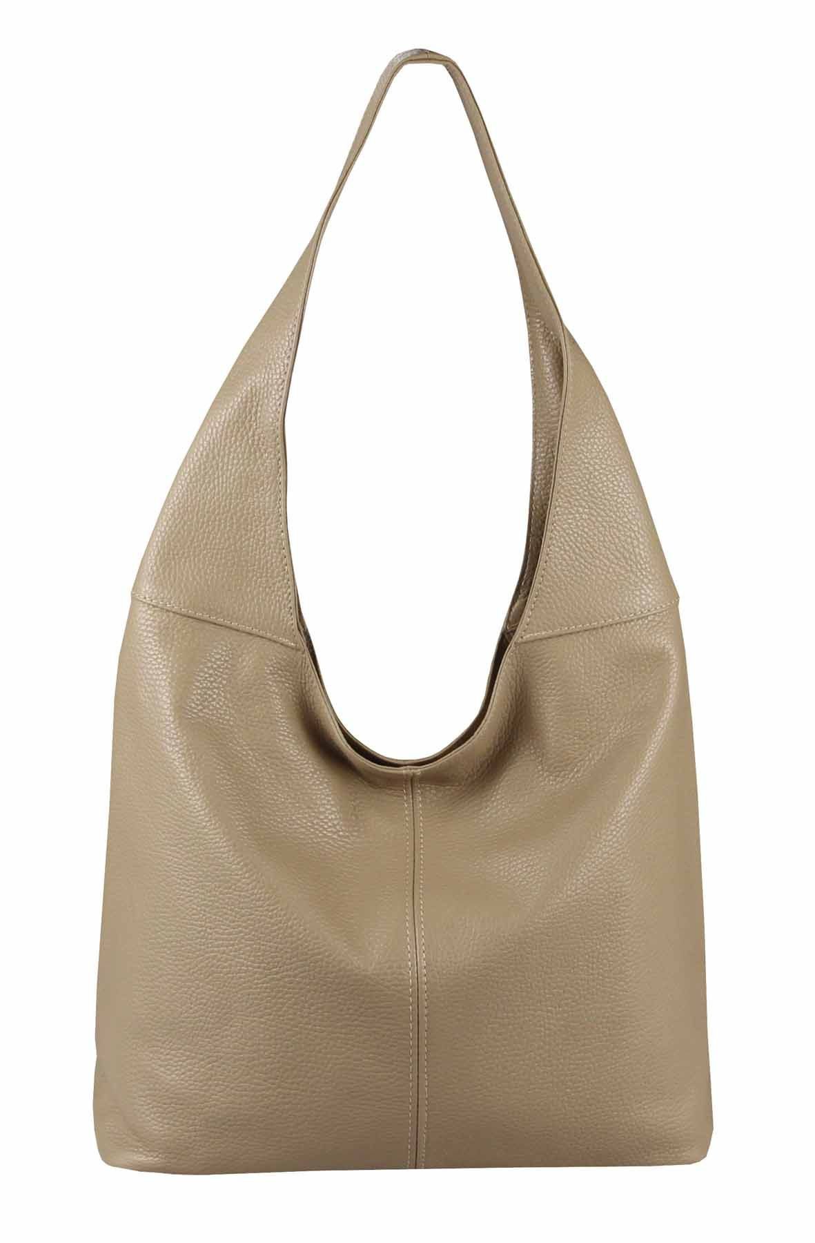 ITALYSHOP24 Shopper Made in Italy Damen echtes Leder Tasche Schultertasche Umhängetasche, Hobo Bag große Hauptfach Alltagstasche mit viel Stauraum leicht bequem
