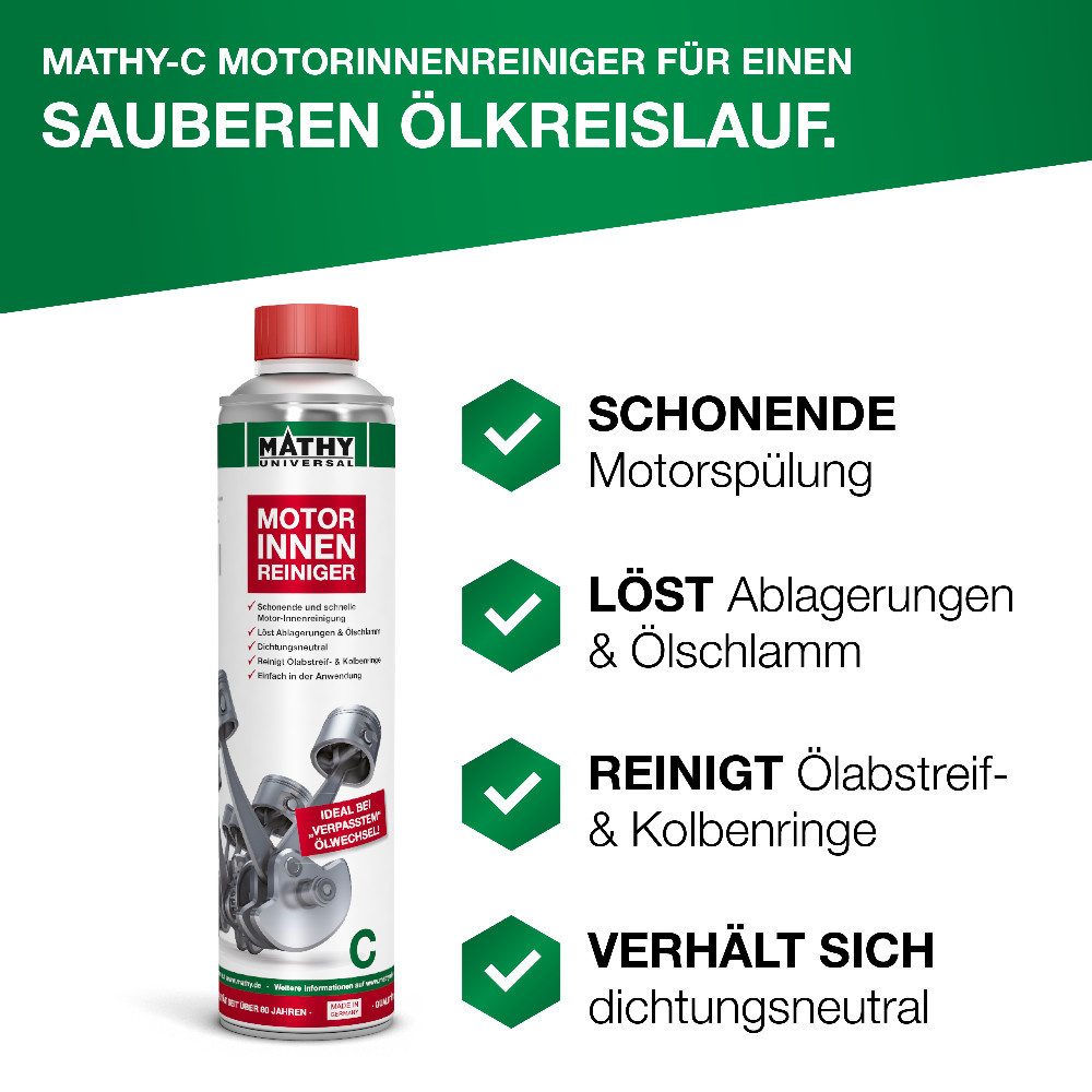 MATHY Öl-Additiv MATHY-C Motorinnenreiniger 400 ml, 0,4 l, (1-St) Motorspülung vor dem Ölwechsel