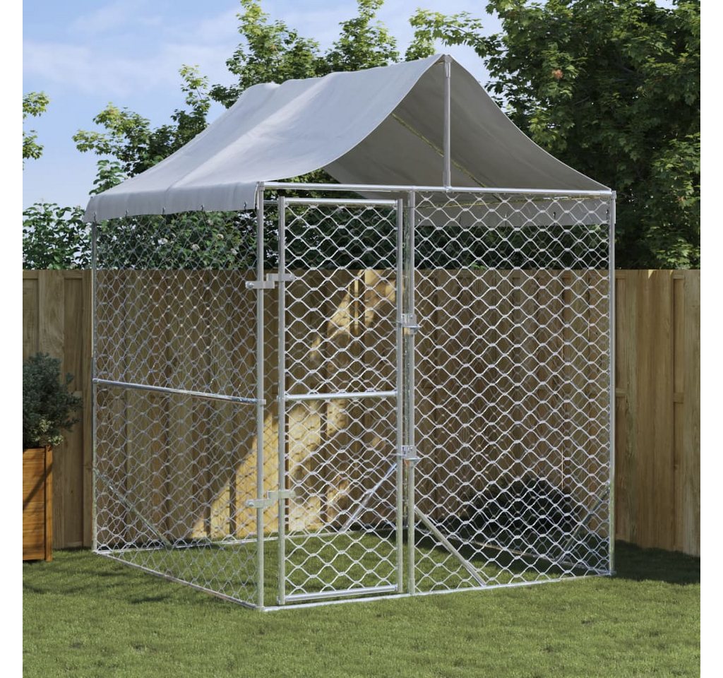 Thumbnail - vidaXL Hundezwinger Outdoor-Hundezwinger mit Dach Silber 2x2x2,5 m Verzinkter Stahl