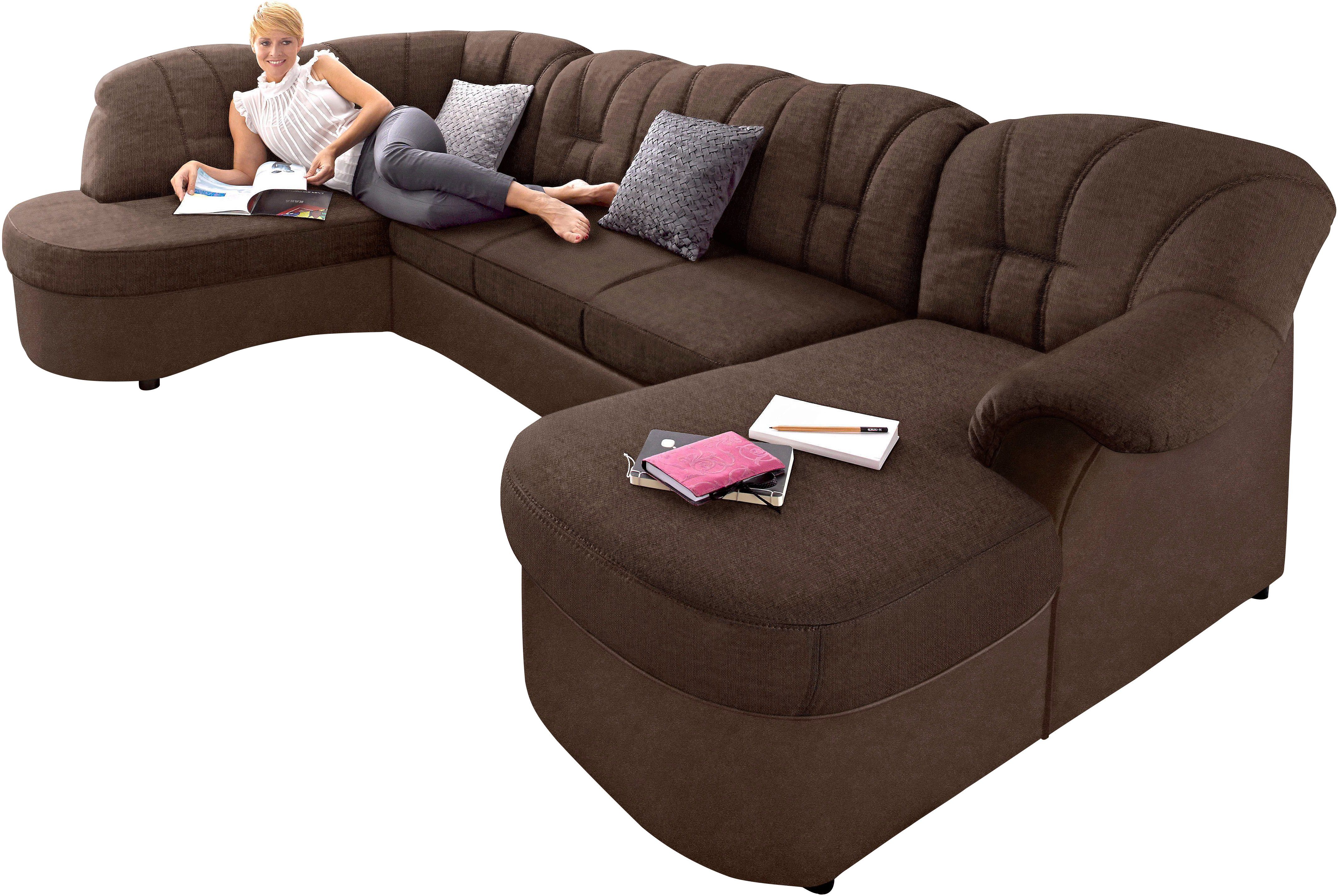 DOMO collection Wohnlandschaft FLORES 293x180x86 cm, hochwertig, komfortabel, U-Form, 3 Teile, wahlw. mit Bettfunktion, wahlw. mit Federkern, Unser Dauertiefpre – Bild 2 von 5