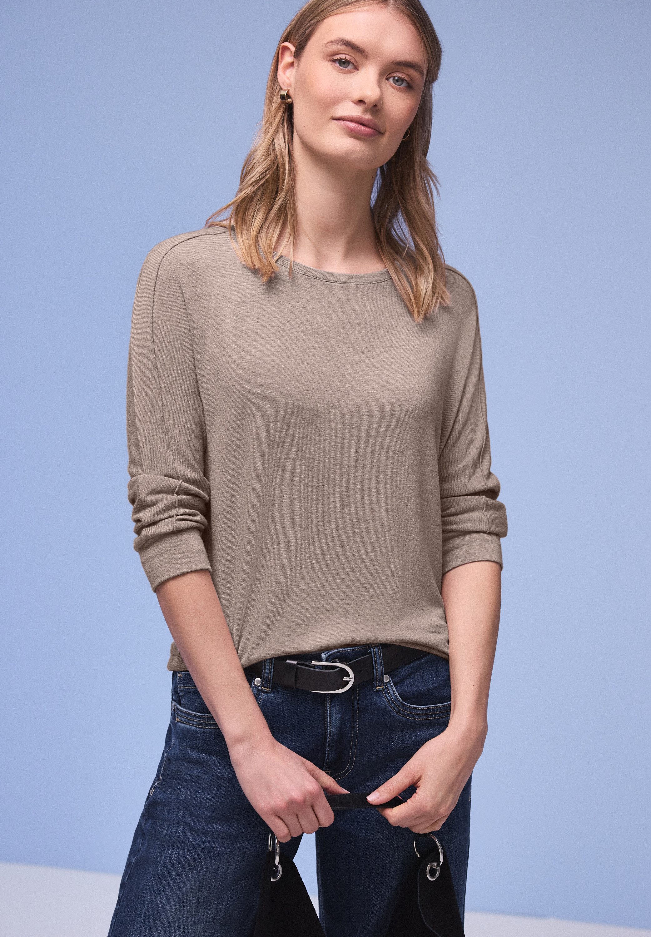 STREET ONE 3/4-Arm-Shirt im Melange-Look
