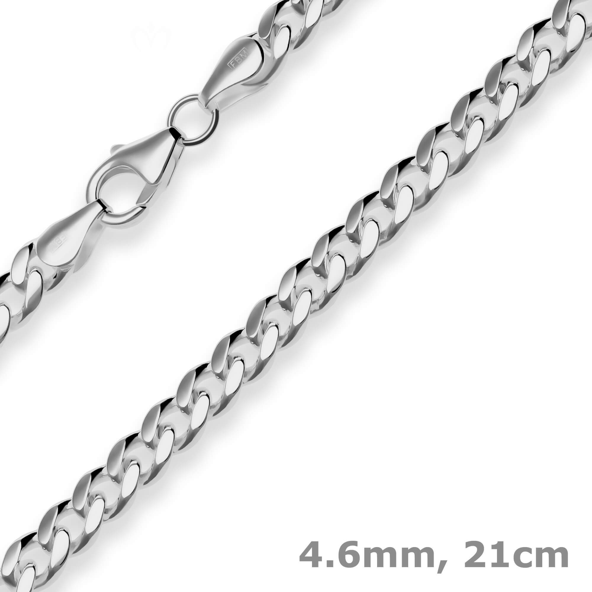Schmuck Krone Panzerarmband Armband Panzerkette oval diamantiert 925 Silber rhodiniert 21cm, Silber 925