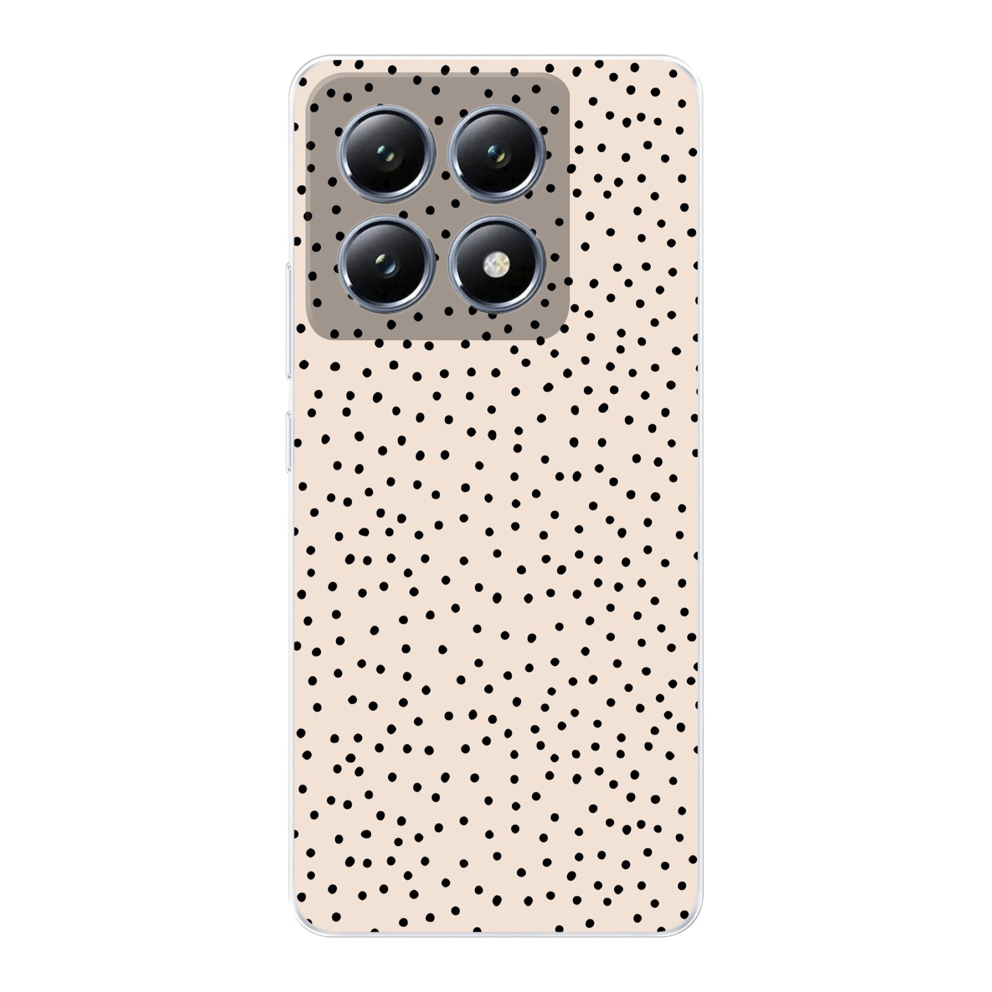MuchoWow Handyhülle für Xiaomi 14T Polka dot - Beige - Schwarz, Handy Case, Silikon, Bumper Case Dünn