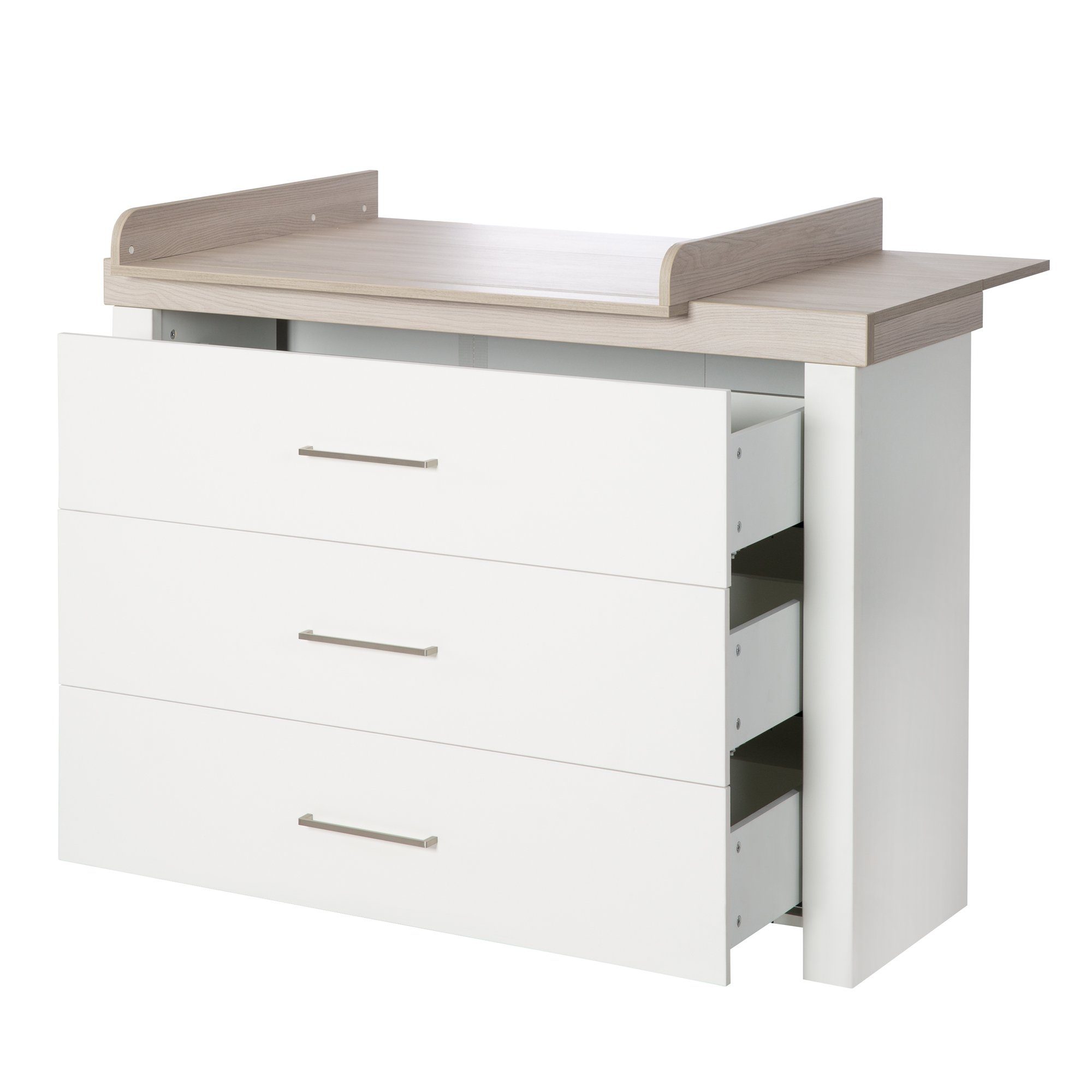 roba® Wickelkommode Lucy, Wickeltisch mit Wickelansatz - Soft-Close - 3 Schubladen - Weiß