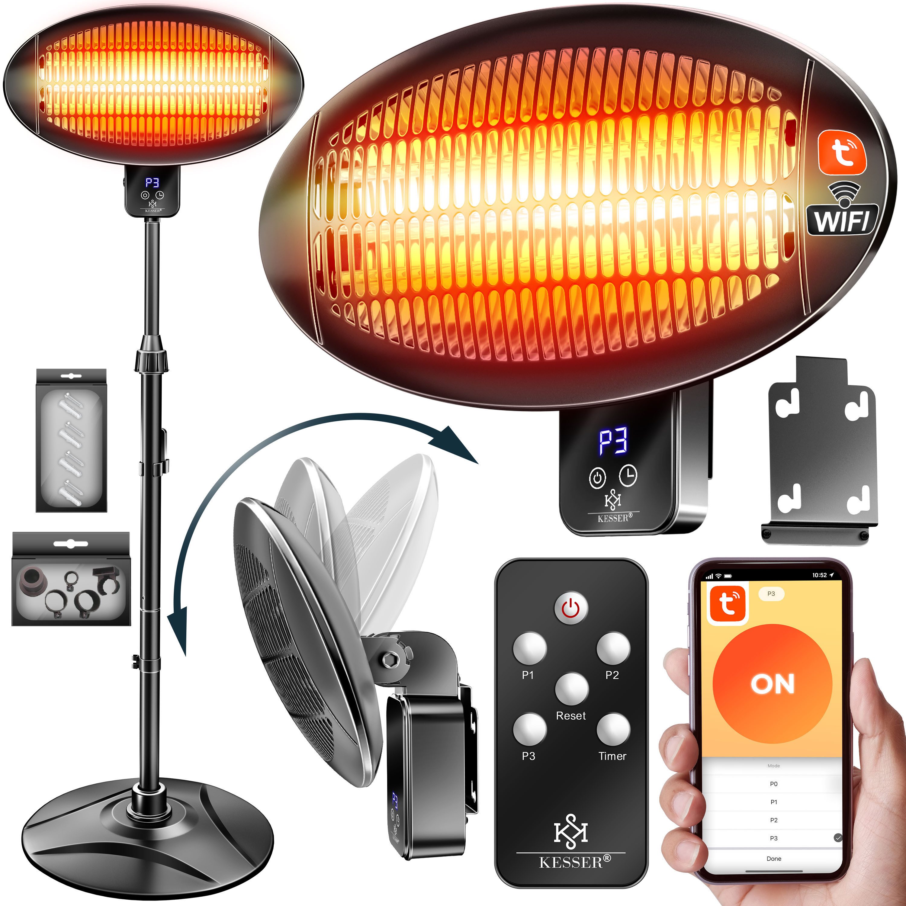 KESSER Heizstrahler Infrarot Terrassenstrahler Stand- & Wandmontage, höhenv günstig online kaufen