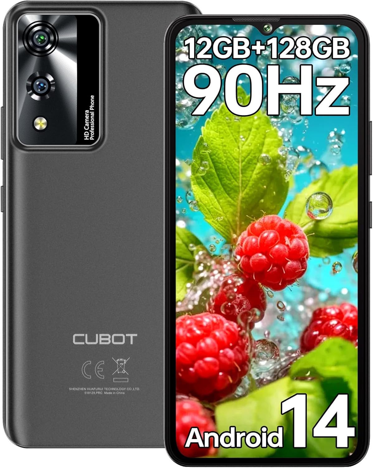 Cubot A10 Smartphone (16,66 cm/6.56 Zoll, 128 GB Speicherplatz, 48 MP Kamera, 12GB RAM + 128GB ROM, 6.56 Zoll 90Hz HD+ Display, 5100mAh, Face ID)