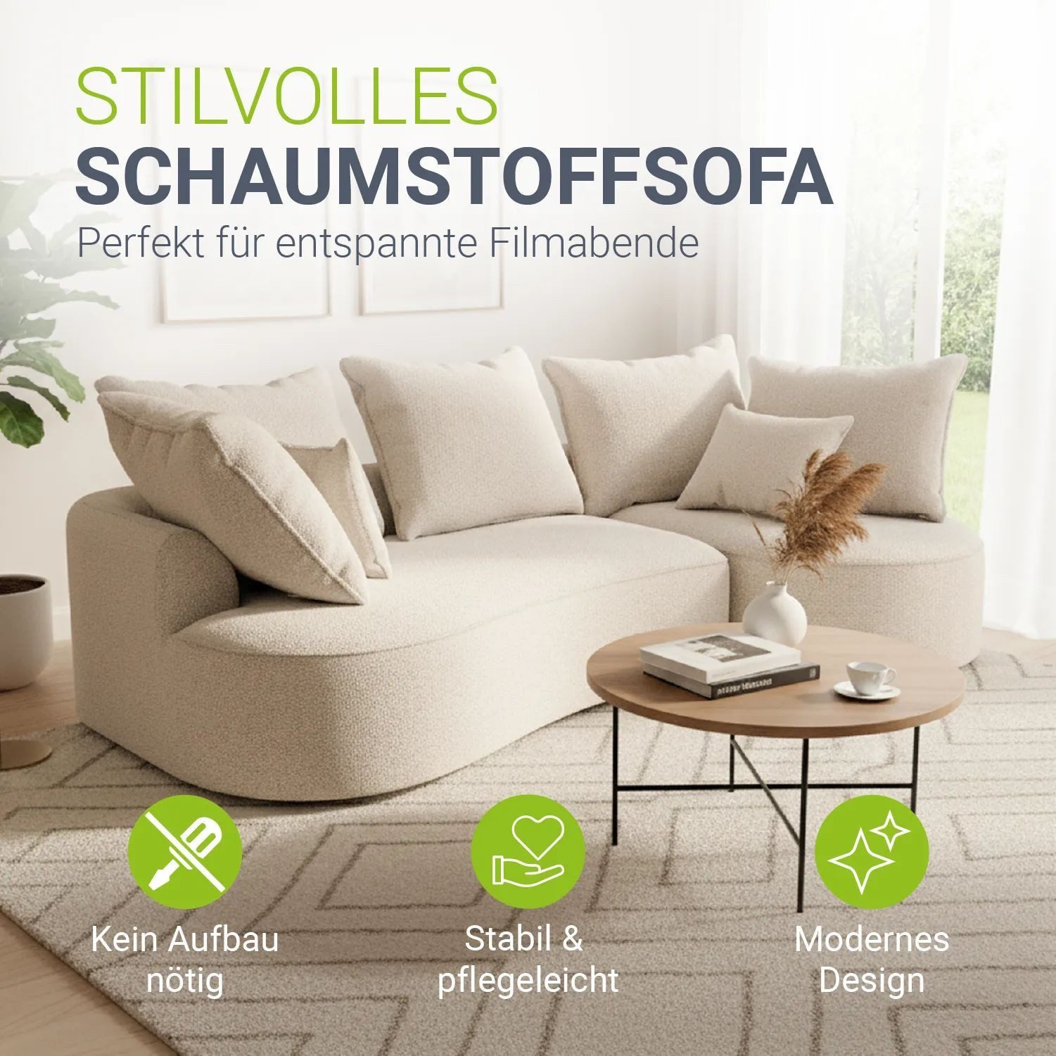Juskys Ecksofa Tirano, 2 Teile, Entfaltet sich selbst, Rücken- & Dekokissen günstig online kaufen