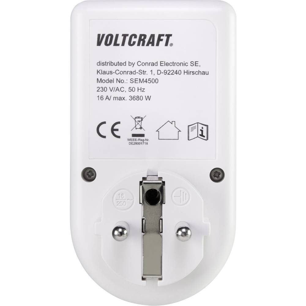 VOLTCRAFT Energiekostenmessgerät Energiekostenmessgerät VC-8235895, Kostenprognose, Alarmfunktion, Stromtarif einstellbar
