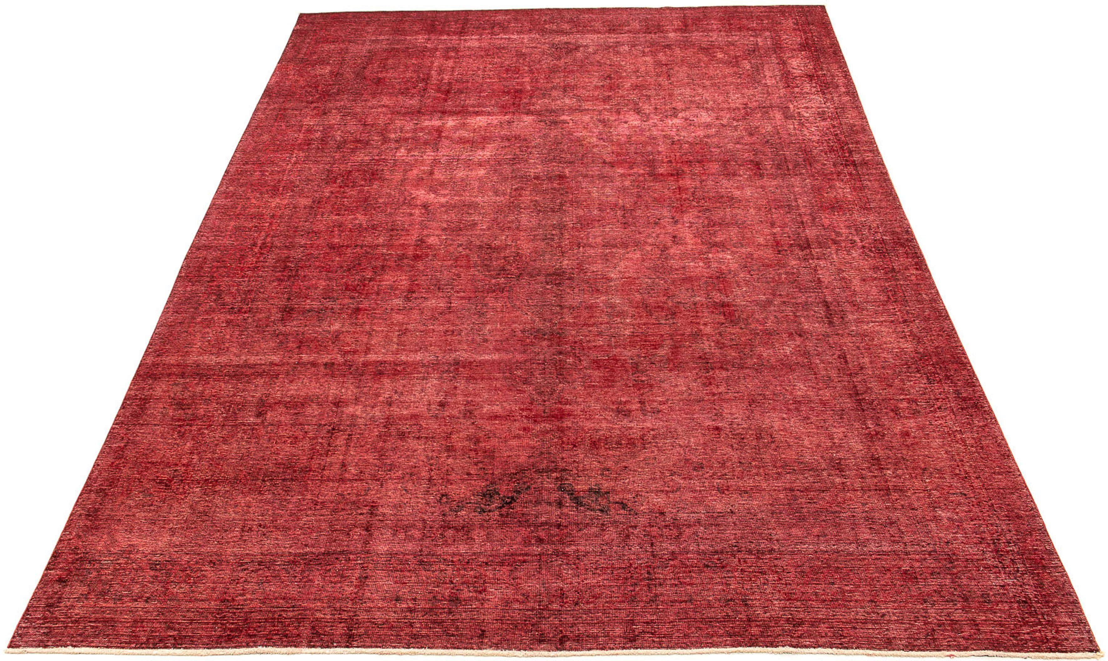 Teppich Vintage - 401 x 302 cm - dunkelrot, morgenland, rechteckig, Höhe: 8 mm, Wohnzimmer, Handgeknüpft, Einzelstück mit Zertifikat | Kurzflor-Teppiche