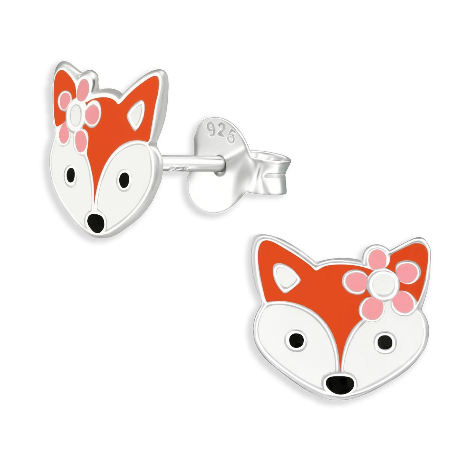 Monkimau Ohrring-Set Fuchs Kinder Ohrringe aus 925 Silber, Hypoallergen