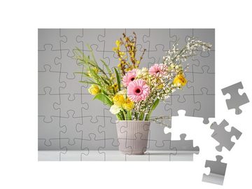 puzzleYOU Puzzle Blumenstrauß mit Schnittblumen für das Zuhause, 48 Puzzleteile, puzzleYOU-Kollektionen Blumen-Arrangements