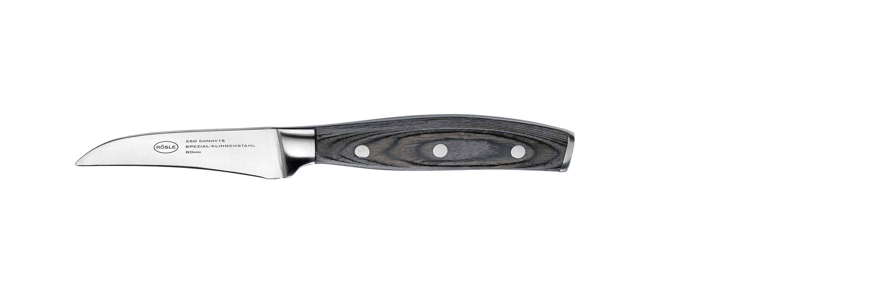 RÖSLE Schälmesser WOLFGREY, 8 cm, Griff Pakka