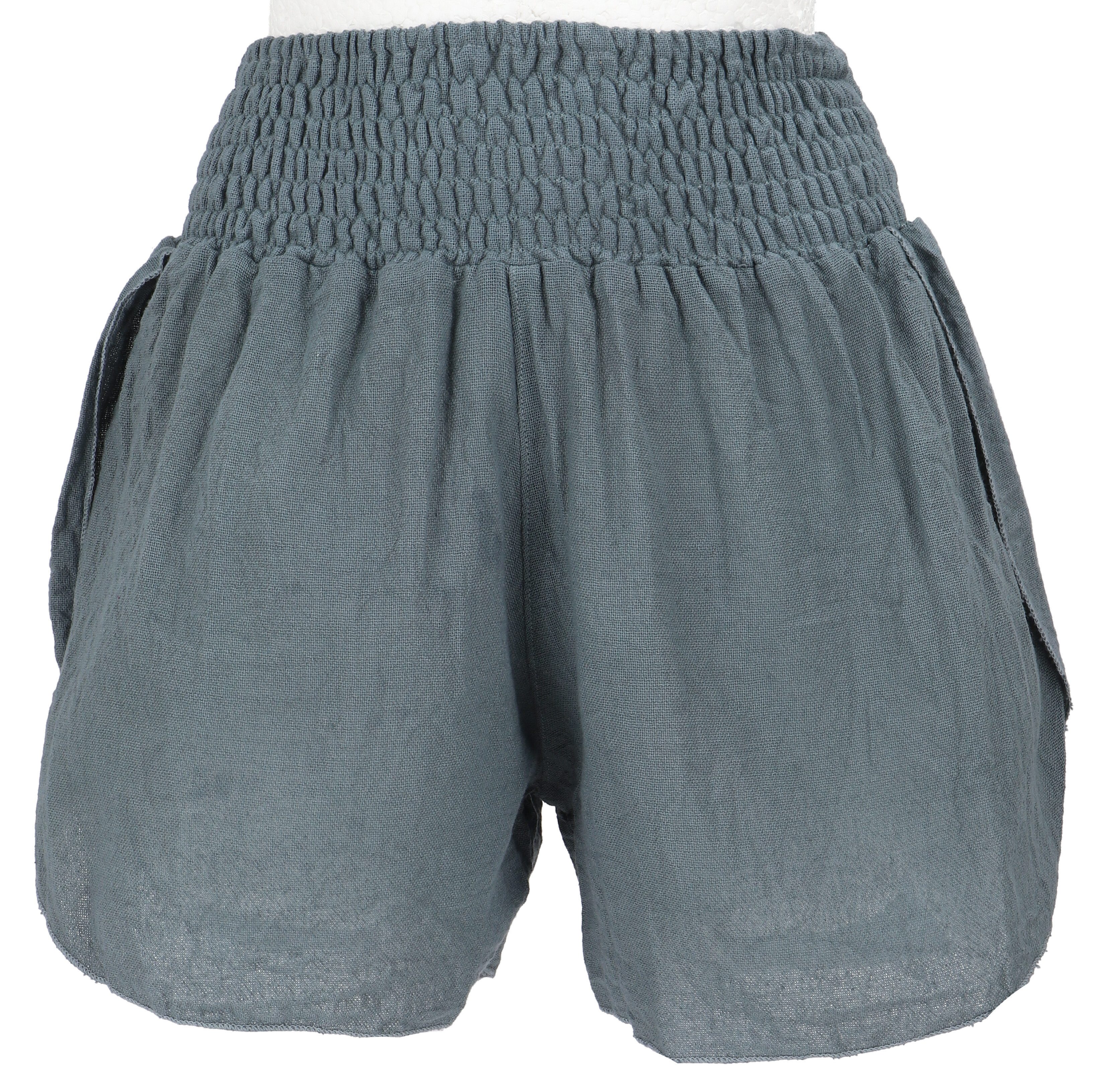 Guru-Shop Hose & Shorts Yoga Shorts Boho chic, kurze Hose - grau alternative Bekleidung