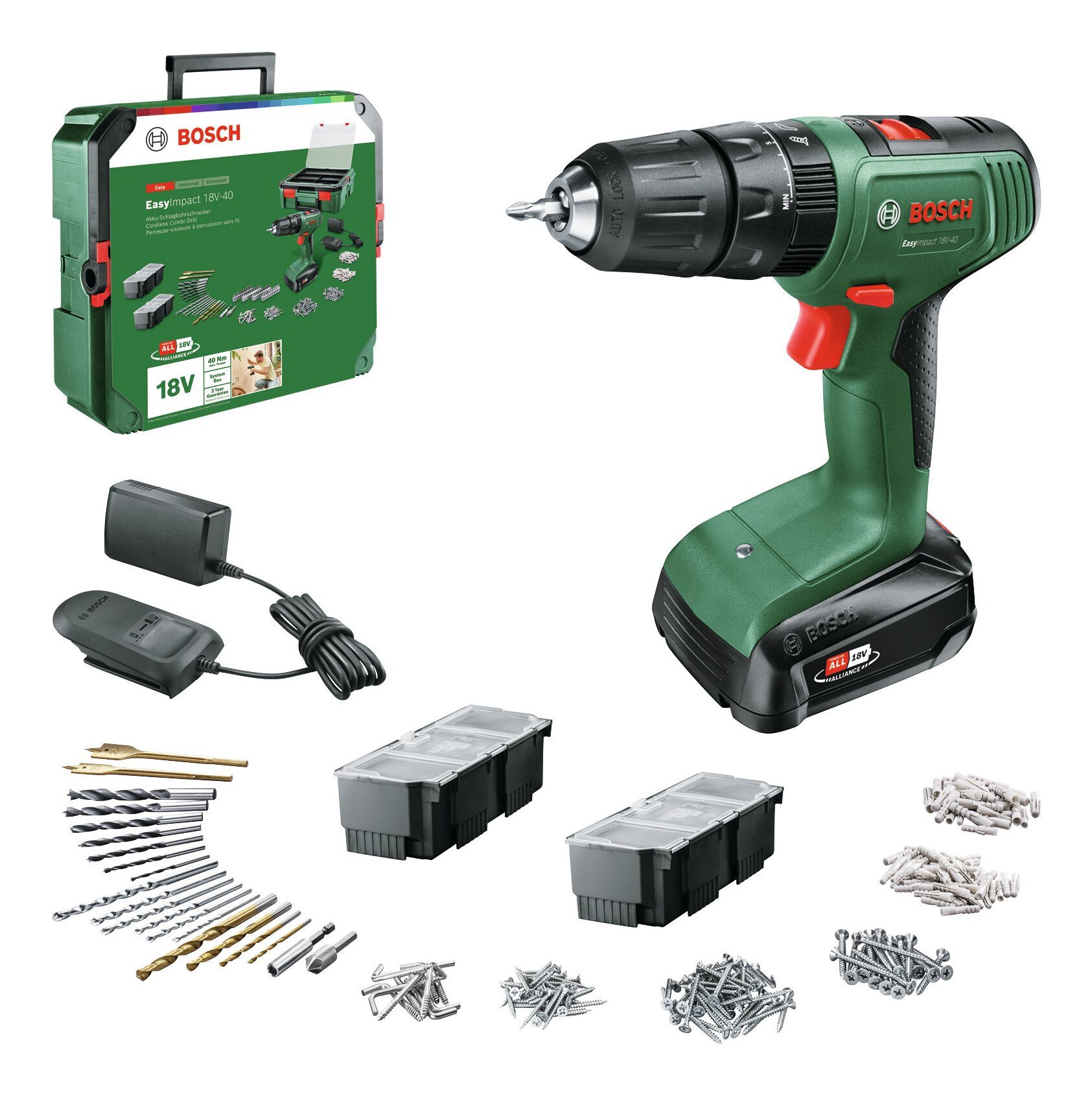 BOSCH Akku-Bohrschrauber EasyImpact 18V-40, 18 V, Mit 1x Akku 1,5 Ah - in SystemBox