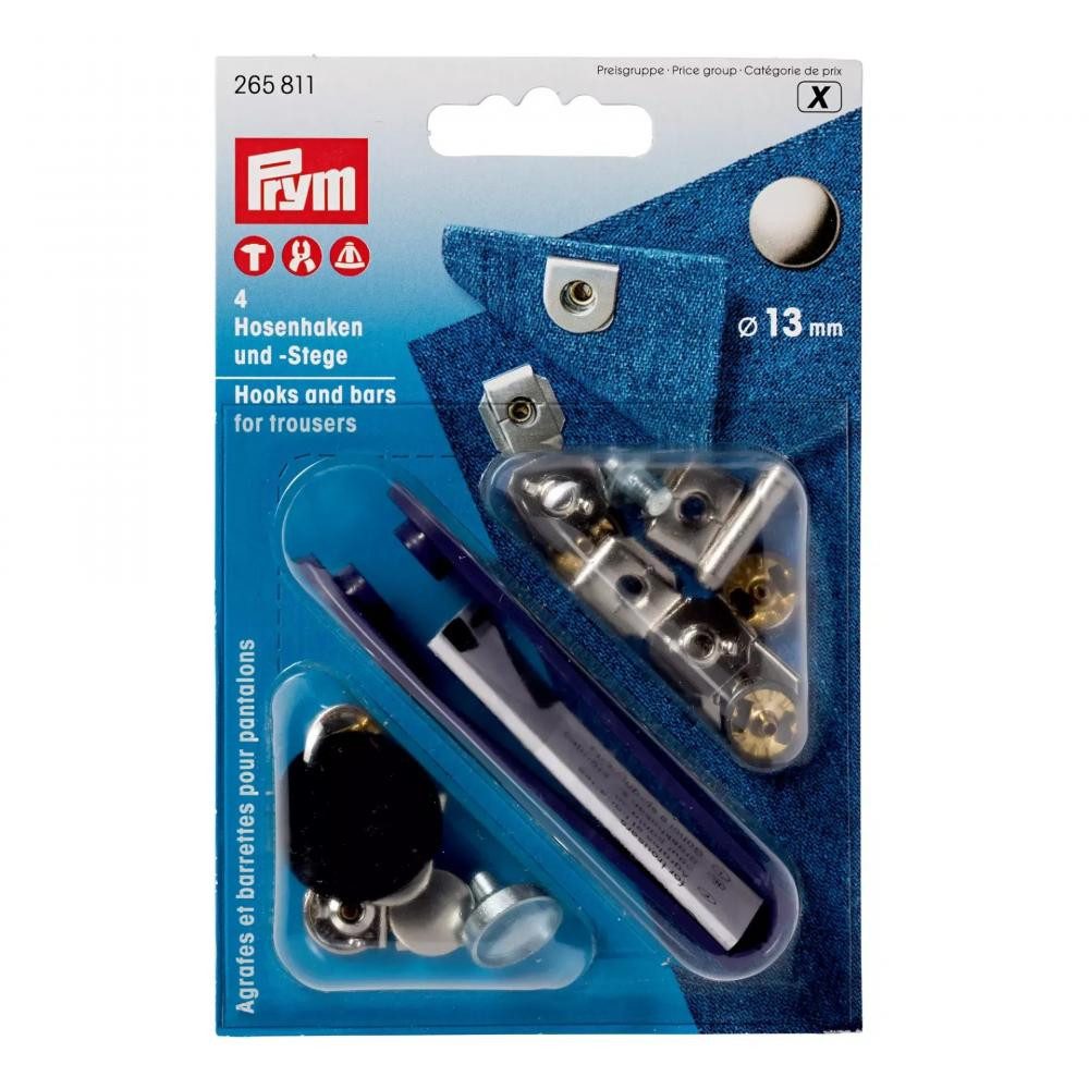 Prym Knopf - Hosenhaken und -Stege 4 Stk. inkl. Werkzeug