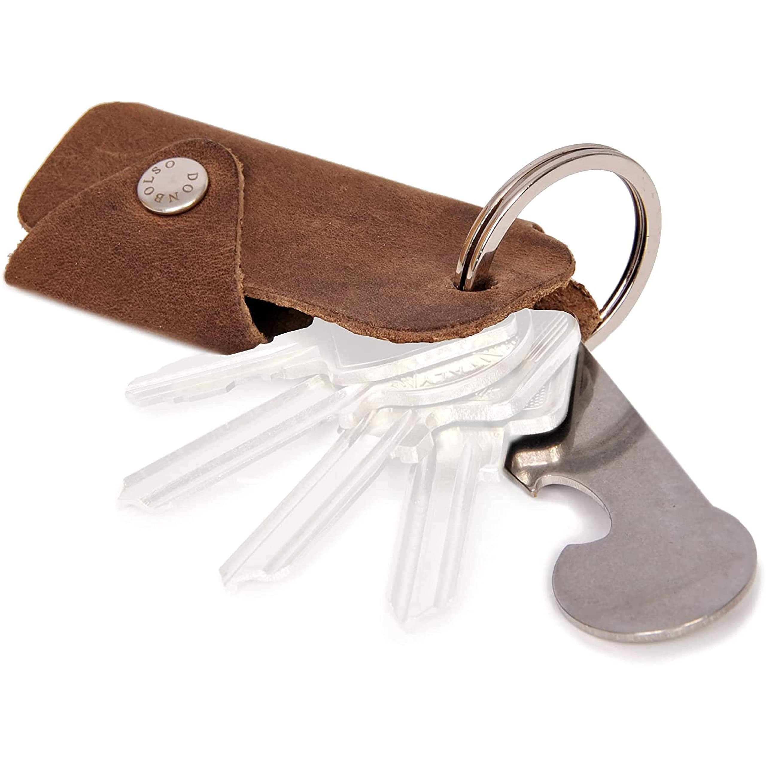 Schlüssel, Leder Schlüsseltasche Braun Braun, Vintage Einkaufswagenlöser Donbolso Sschlüsselmäppchen 1-6 Schlüsseletui