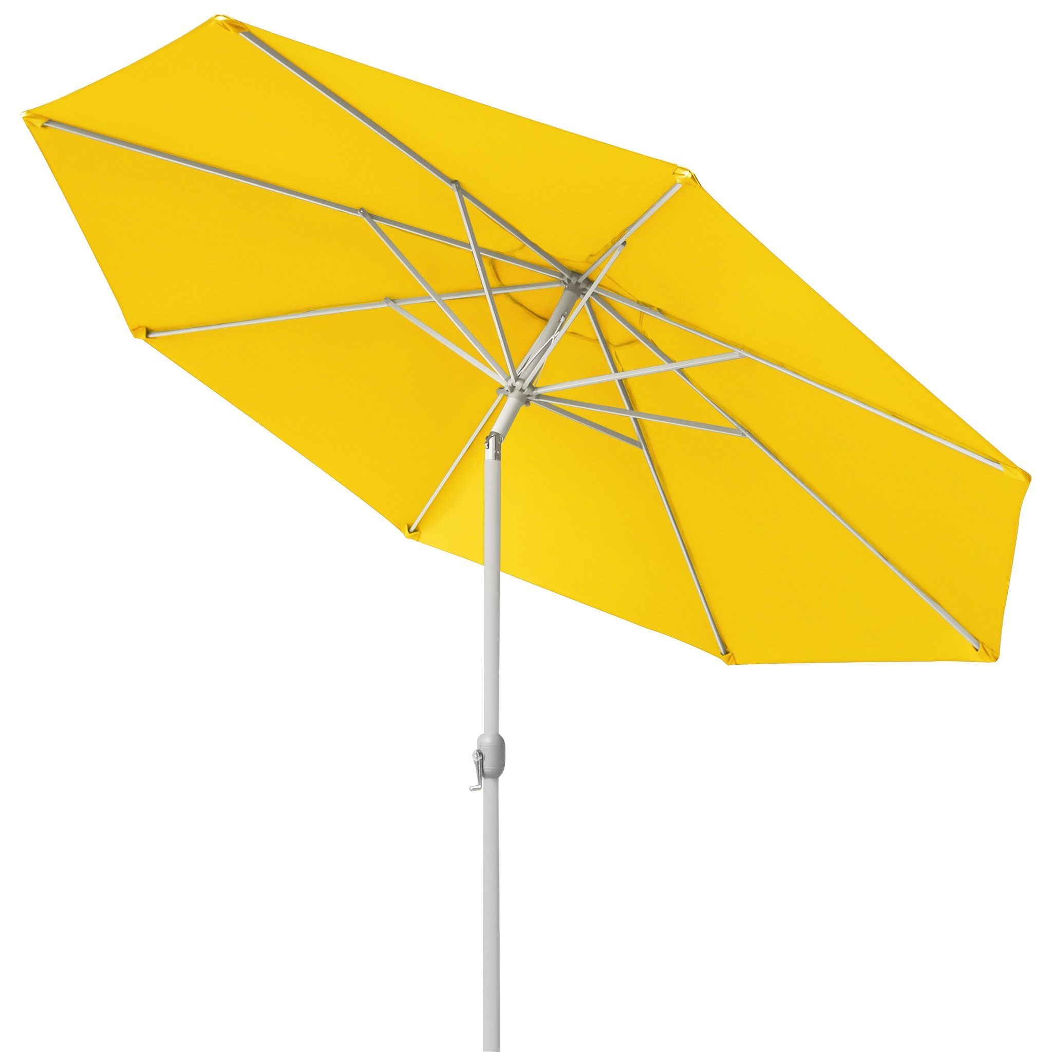 paramondo Sonnenschirm Sonnenschirm 3,5m rund gelb Garten mit Kurbel UV-Schutz Gestell silber, LxB: 350x350 cm, Knickbar & komfortable Kurbelbedienung