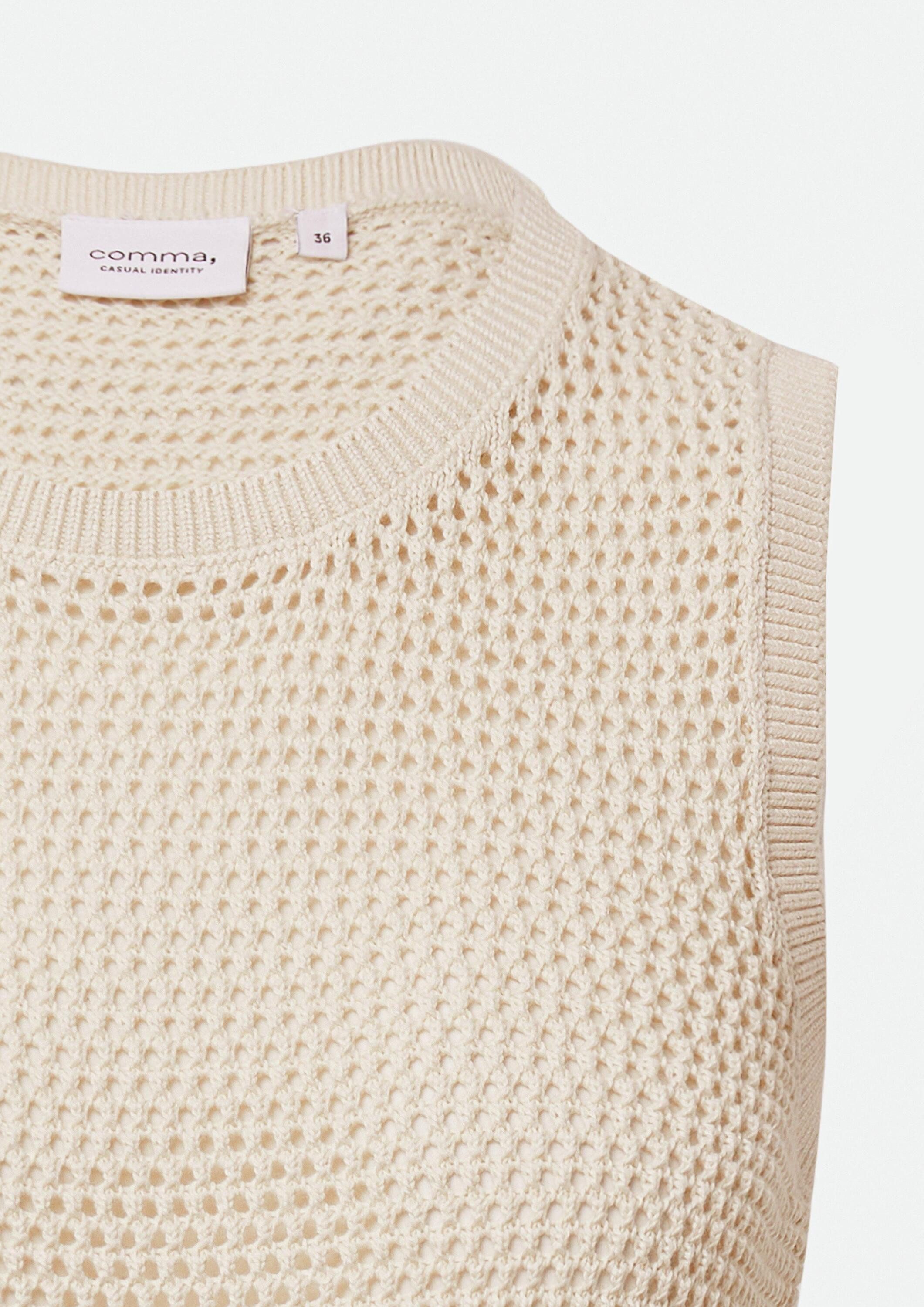 comma Rundhalspullover Strickpullunder Weiches Top aus Ajour-Strick