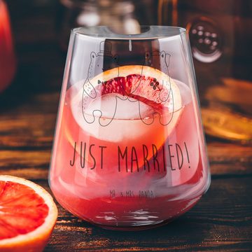 Mr. & Mrs. Panda Cocktailglas Bär Heirat - Transparent - Geschenk, Cocktail Glas mit Sprüchen, Cock, Premium Glas, Einzigartige Gravur